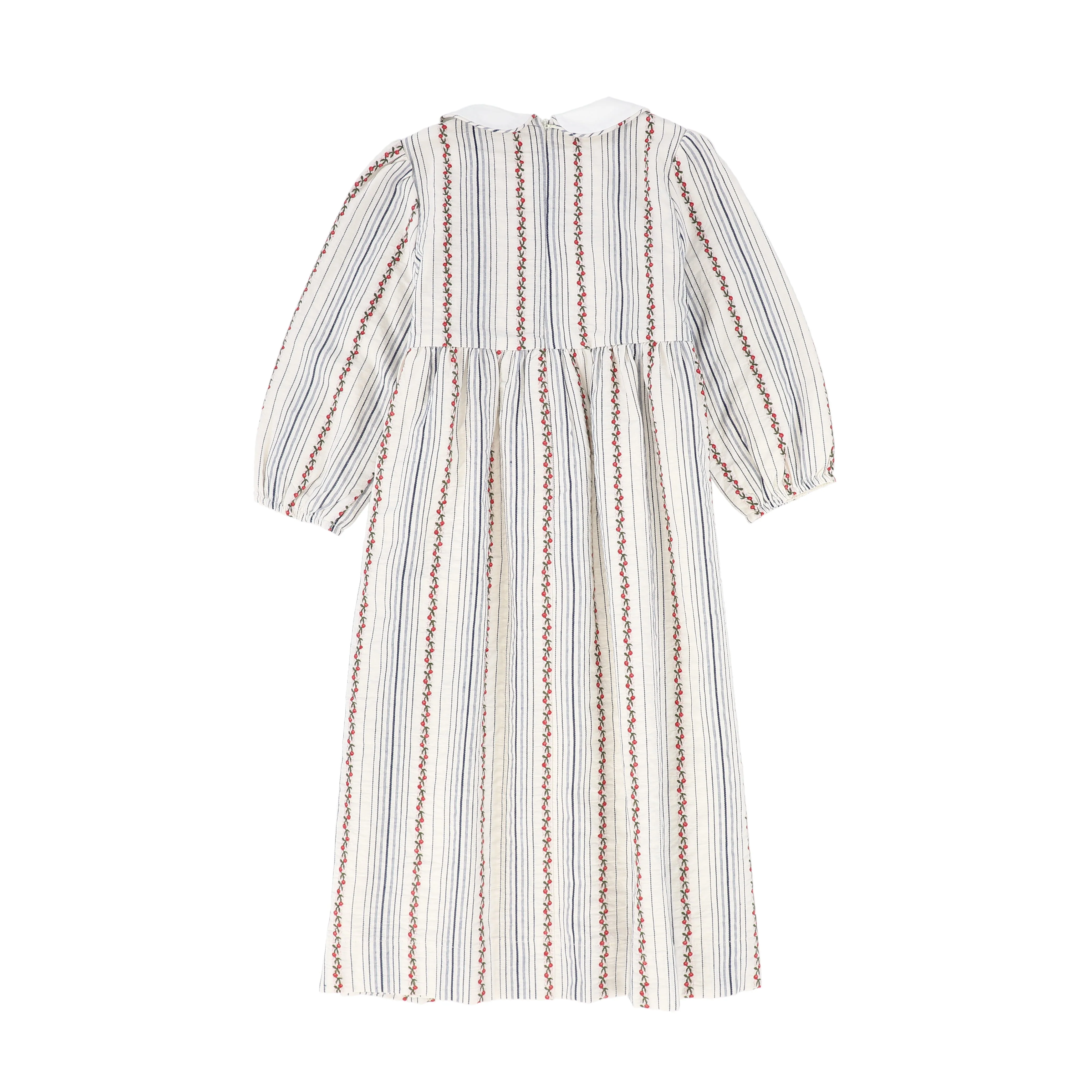 BAMBOO IVORY FLORAL STRIPE SMOCKED DRESS - Image 2