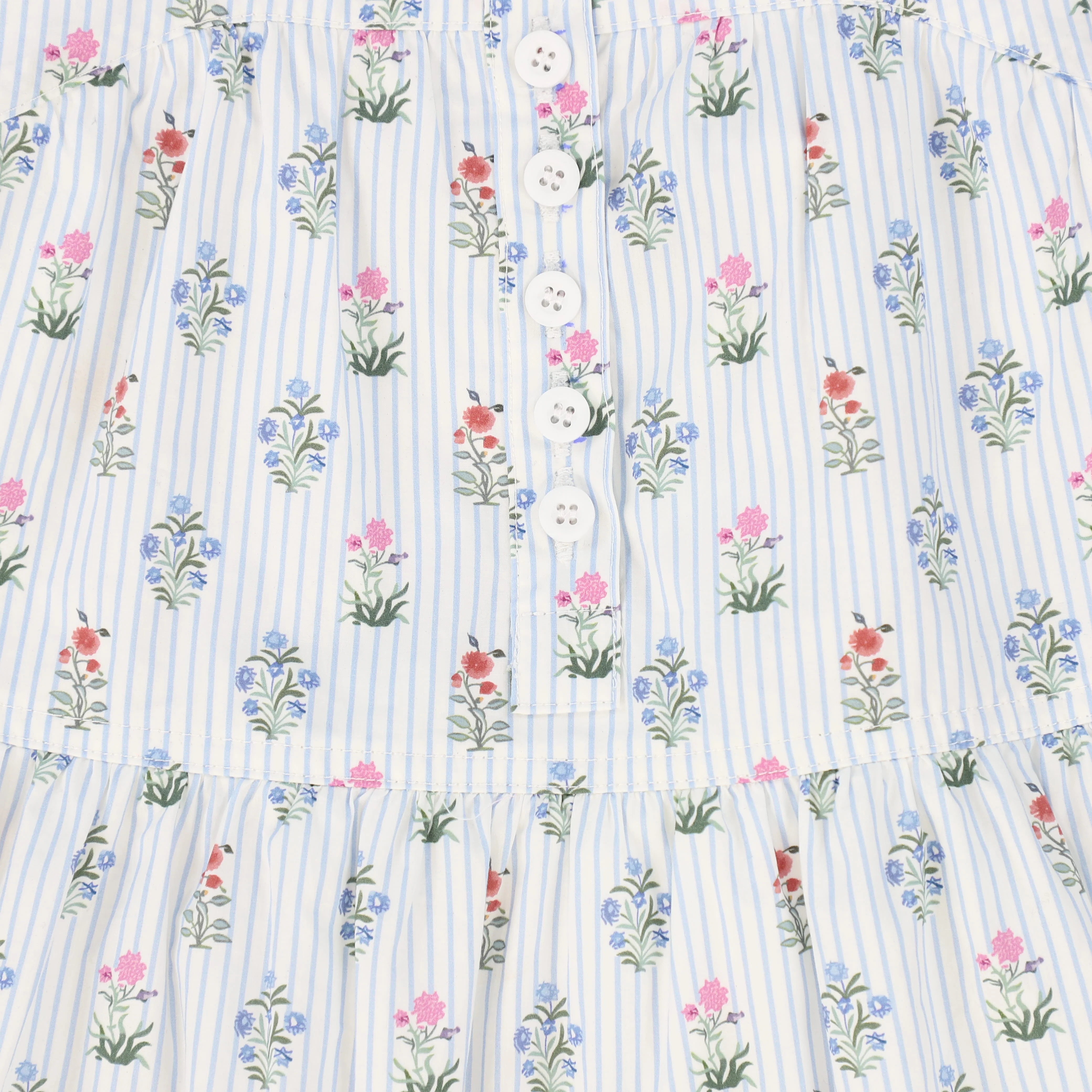 BAMBOO LIGHT BLUE STRIPE FLORAL BUNCH TIERED JUMPER - Image 3