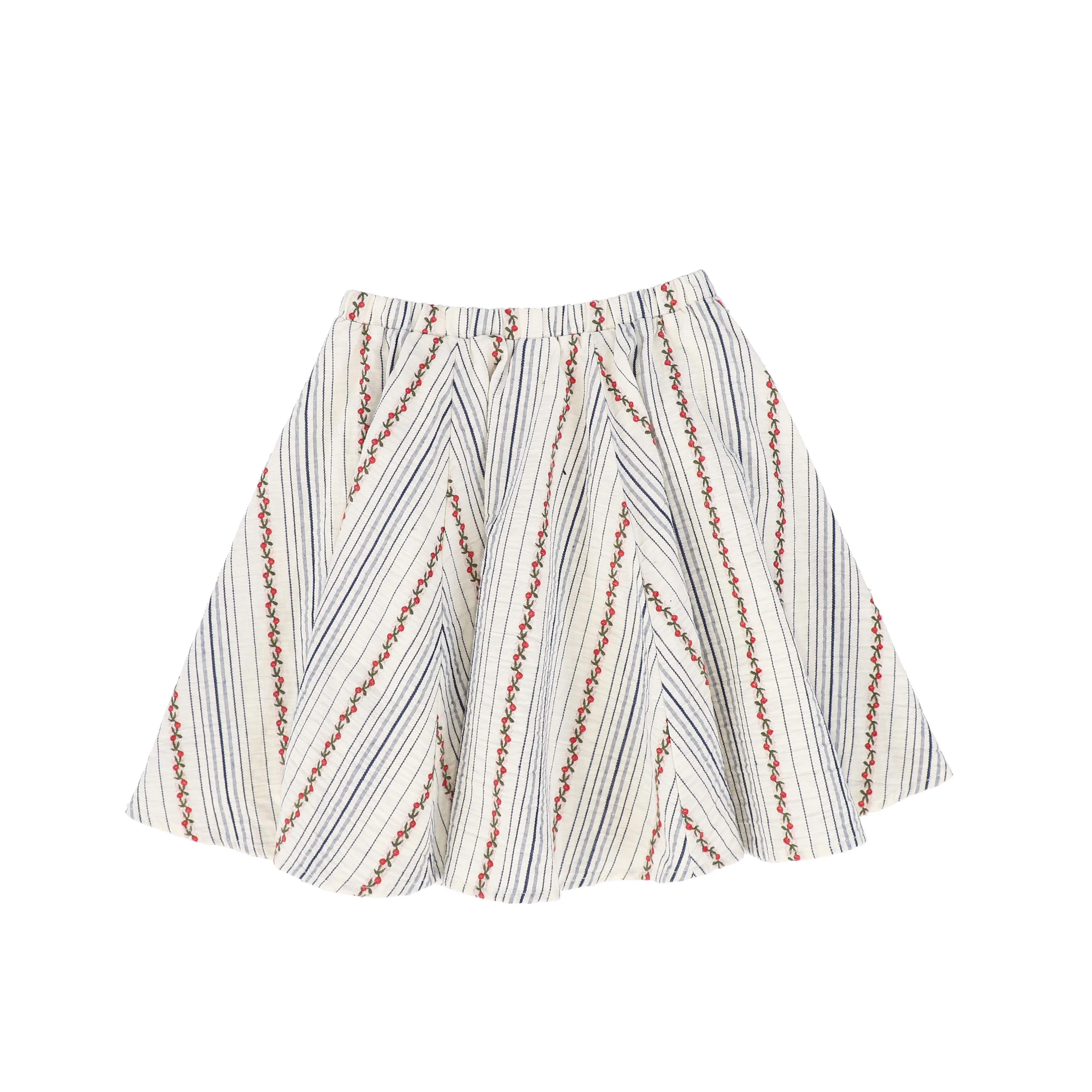 BAMBOO IVORY FLORAL STRIPE SKIRT