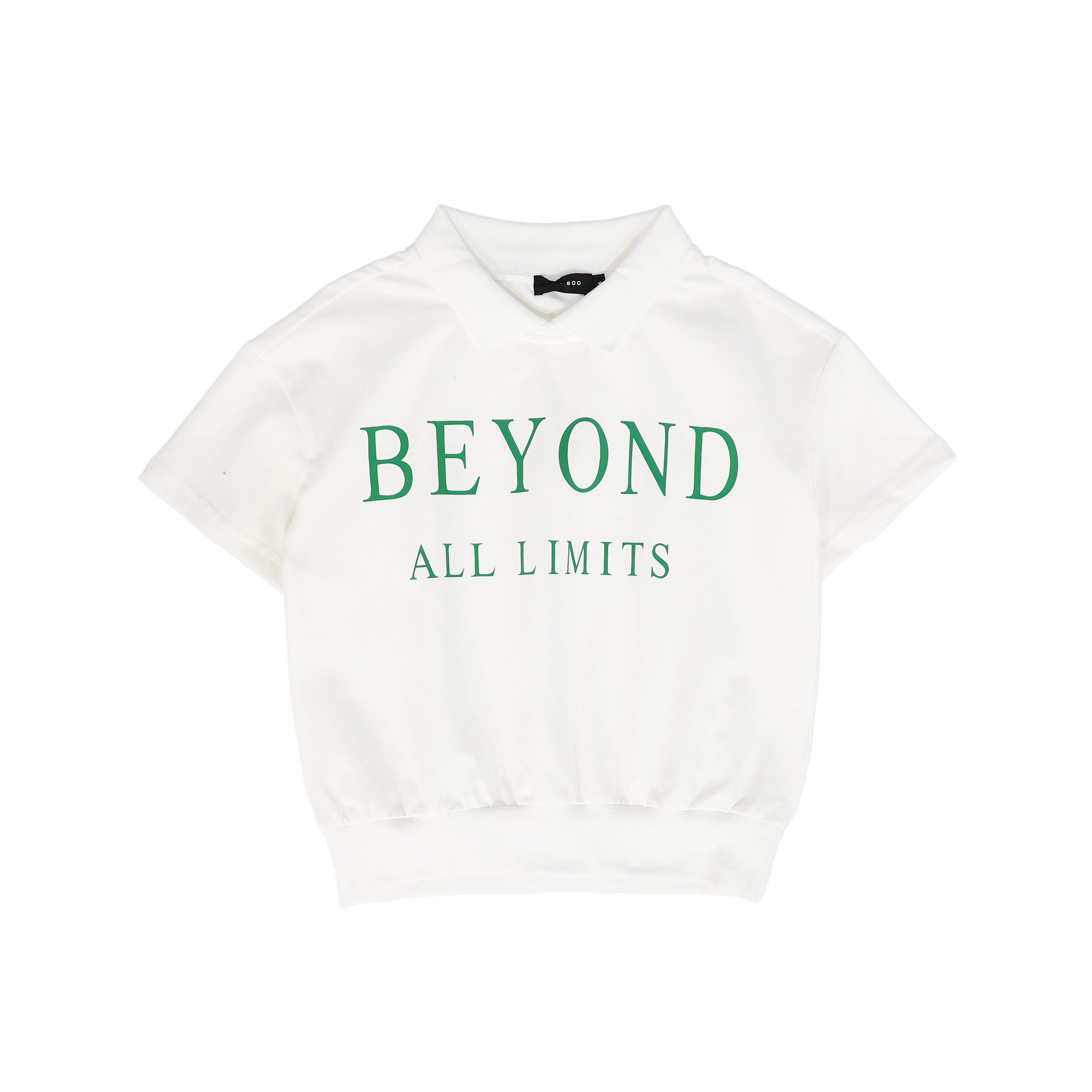 BAMBOO WHITE/GREEN WORDED SS COLLAR TEE [FINAL SALE]