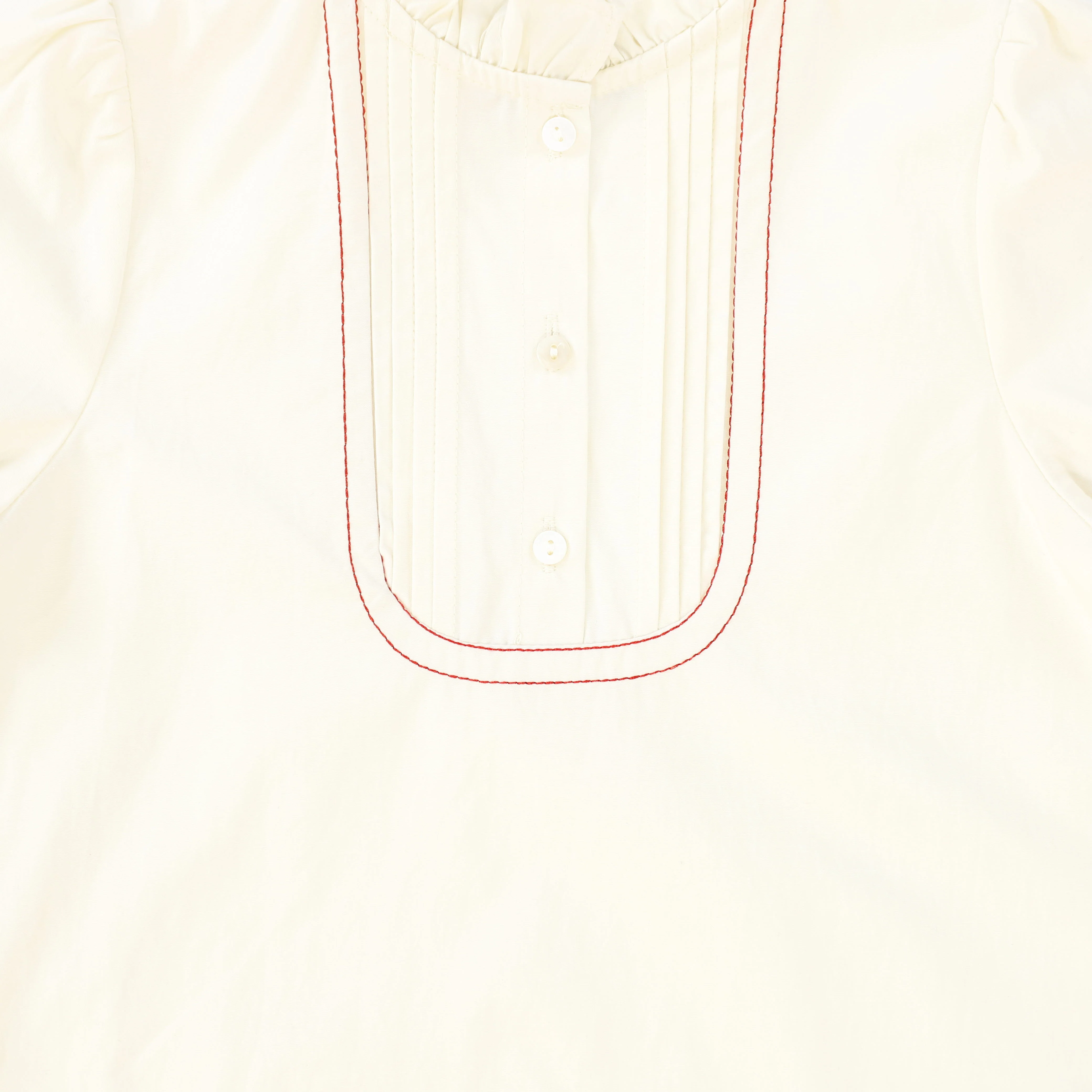 BAMBOO IVORY PLEATED BIB BLOUSE - Image 3