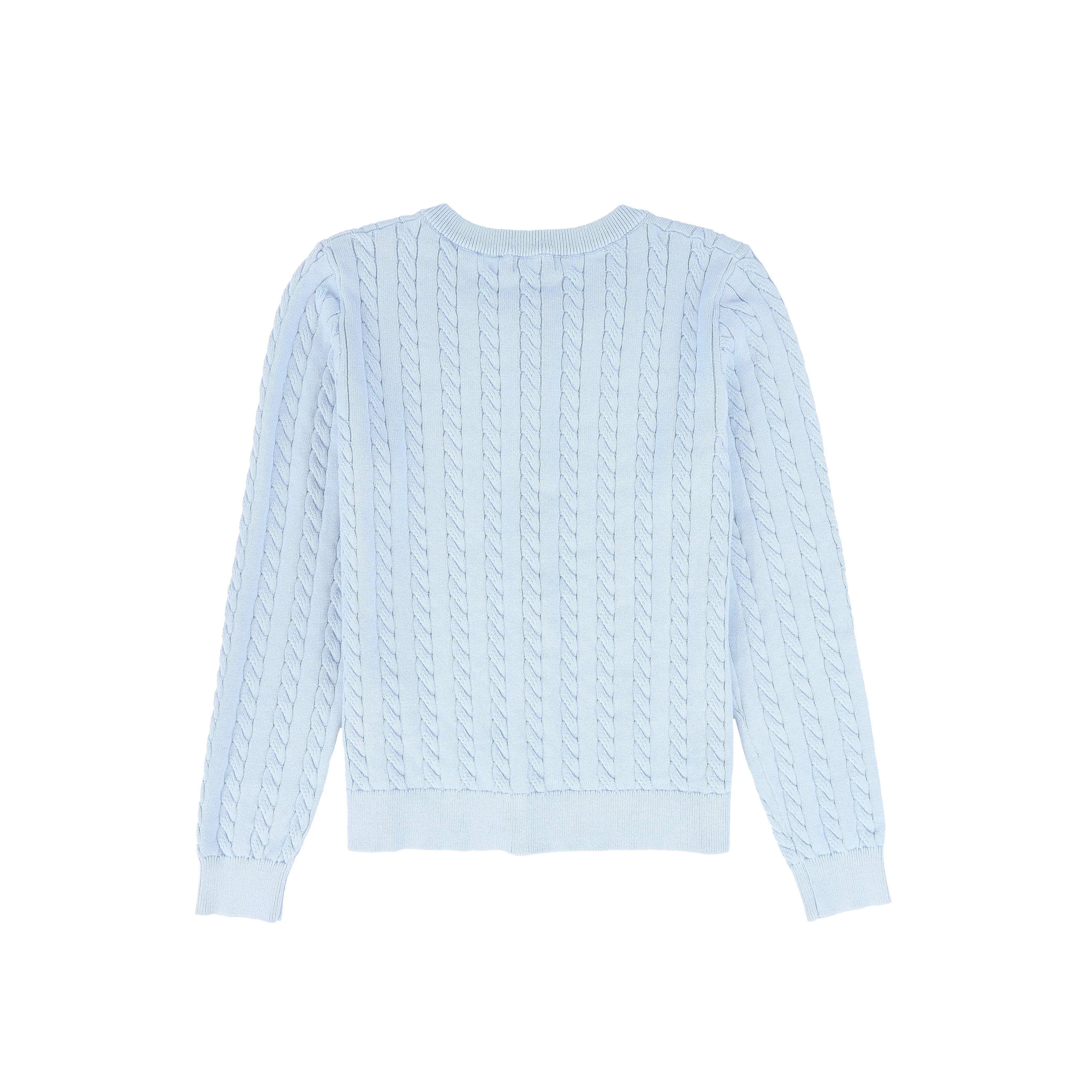 BAMBOO LIGHT BLUE CABLE KNIT BUTTON CARDIGAN - Image 2