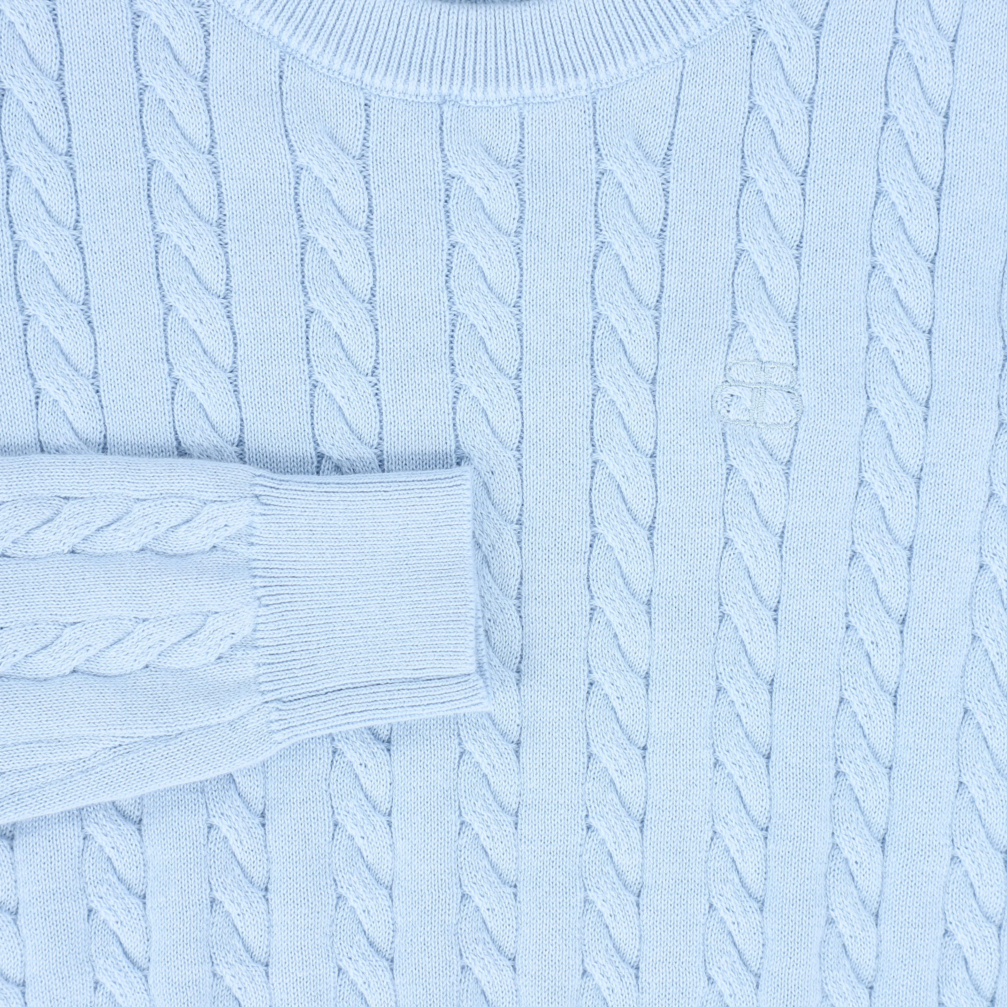 BAMBOO LIGHT BLUE CABLE KNIT SWEATER. - Image 3