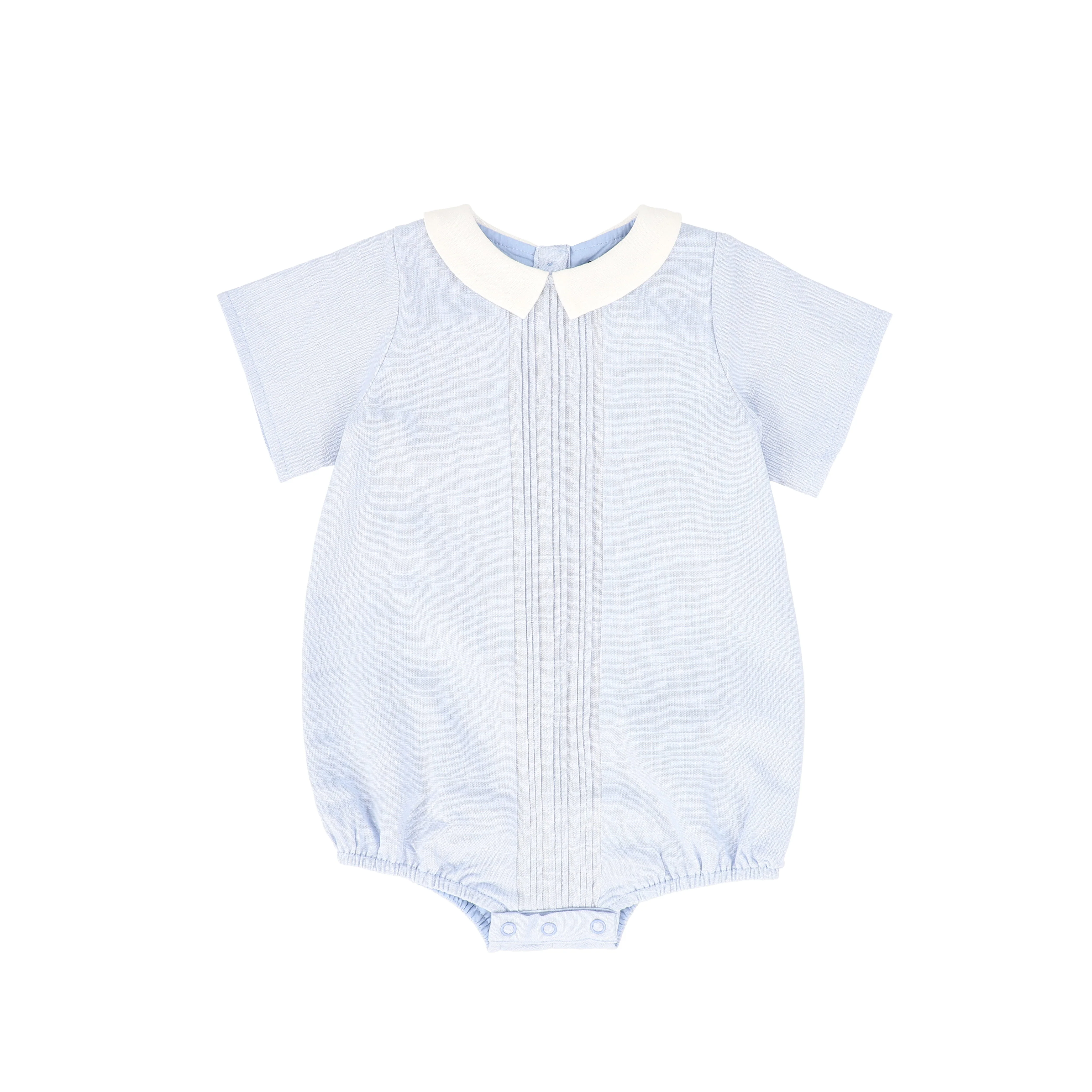 BAMBOO LIGHT BLUE LINEN LAYERED COLLAR ROMPER