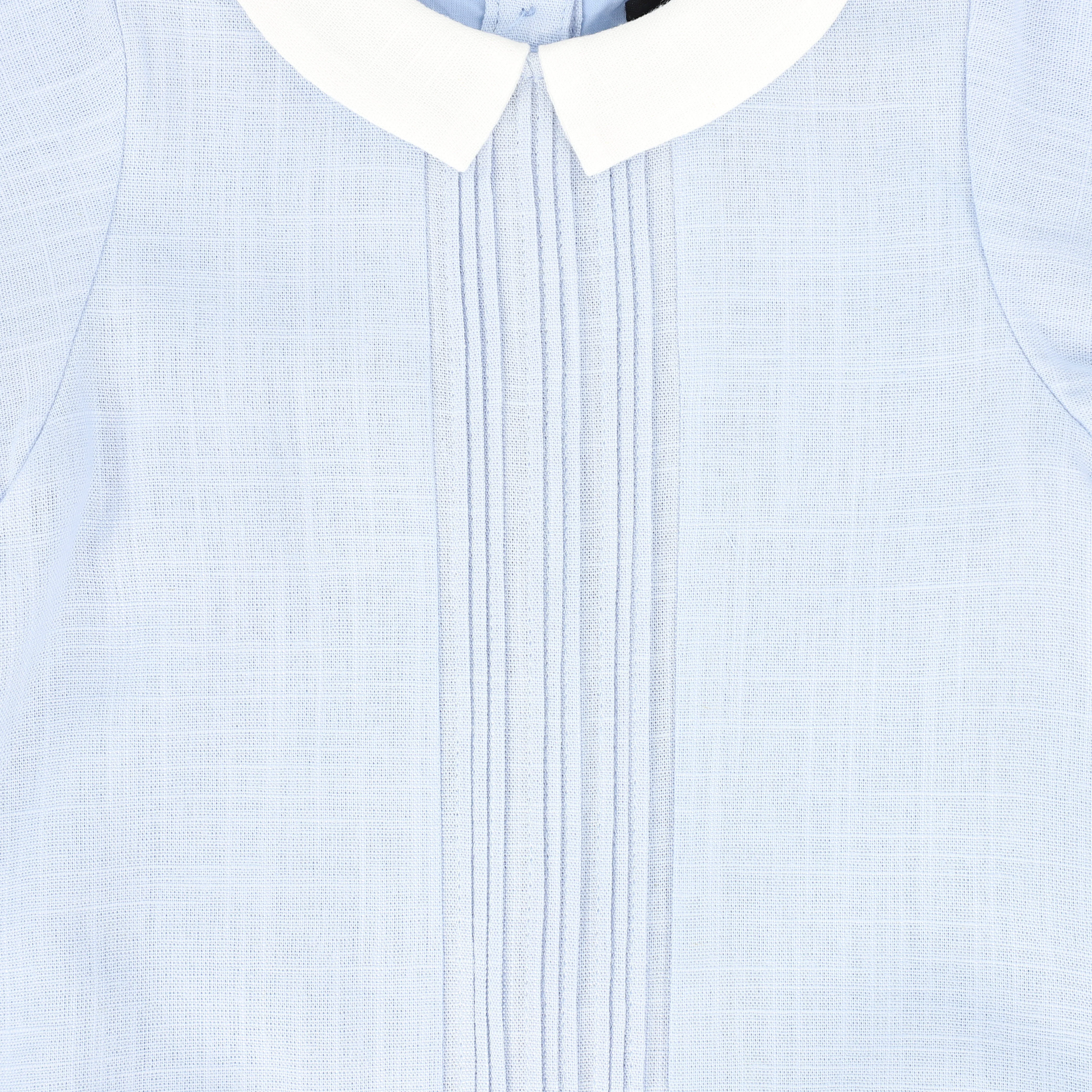 BAMBOO LIGHT BLUE LINEN LAYERED COLLAR ROMPER - Image 3