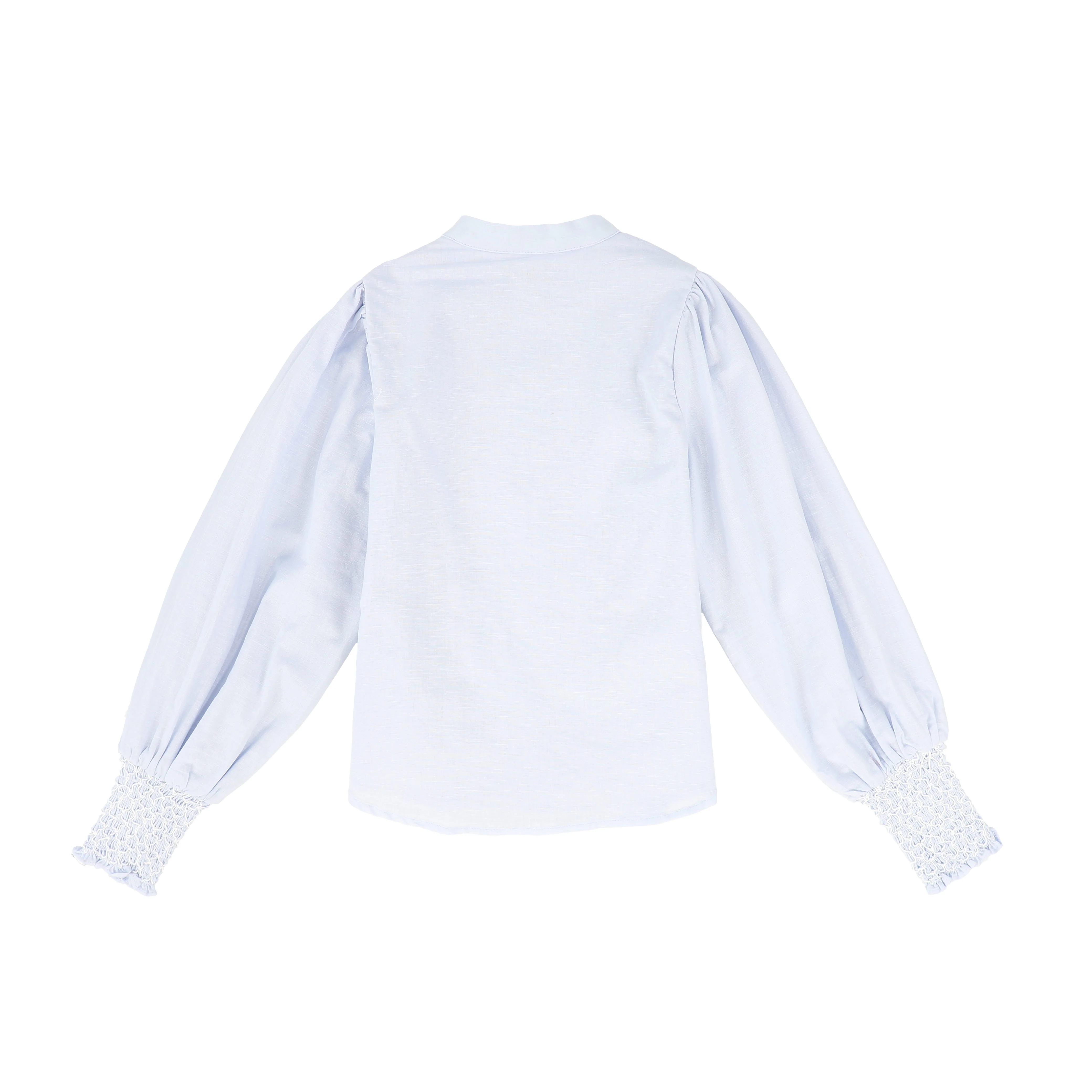 BAMBOO LIGHT BLUE STITCHED LINEN BLOUSE - Image 2
