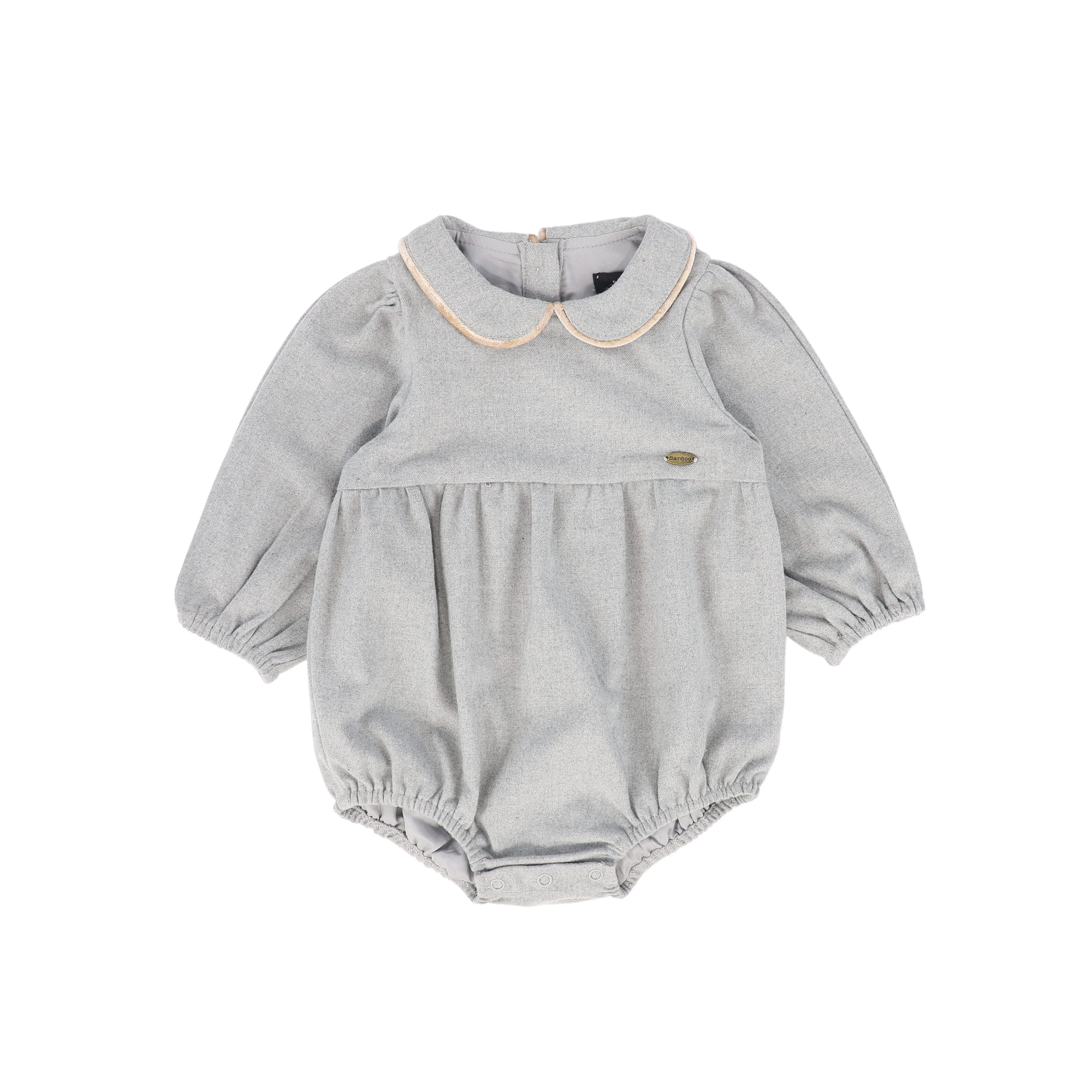 BAMBOO LIGHT GREY WOOL PIPED ROMPER [FINAL SALE]