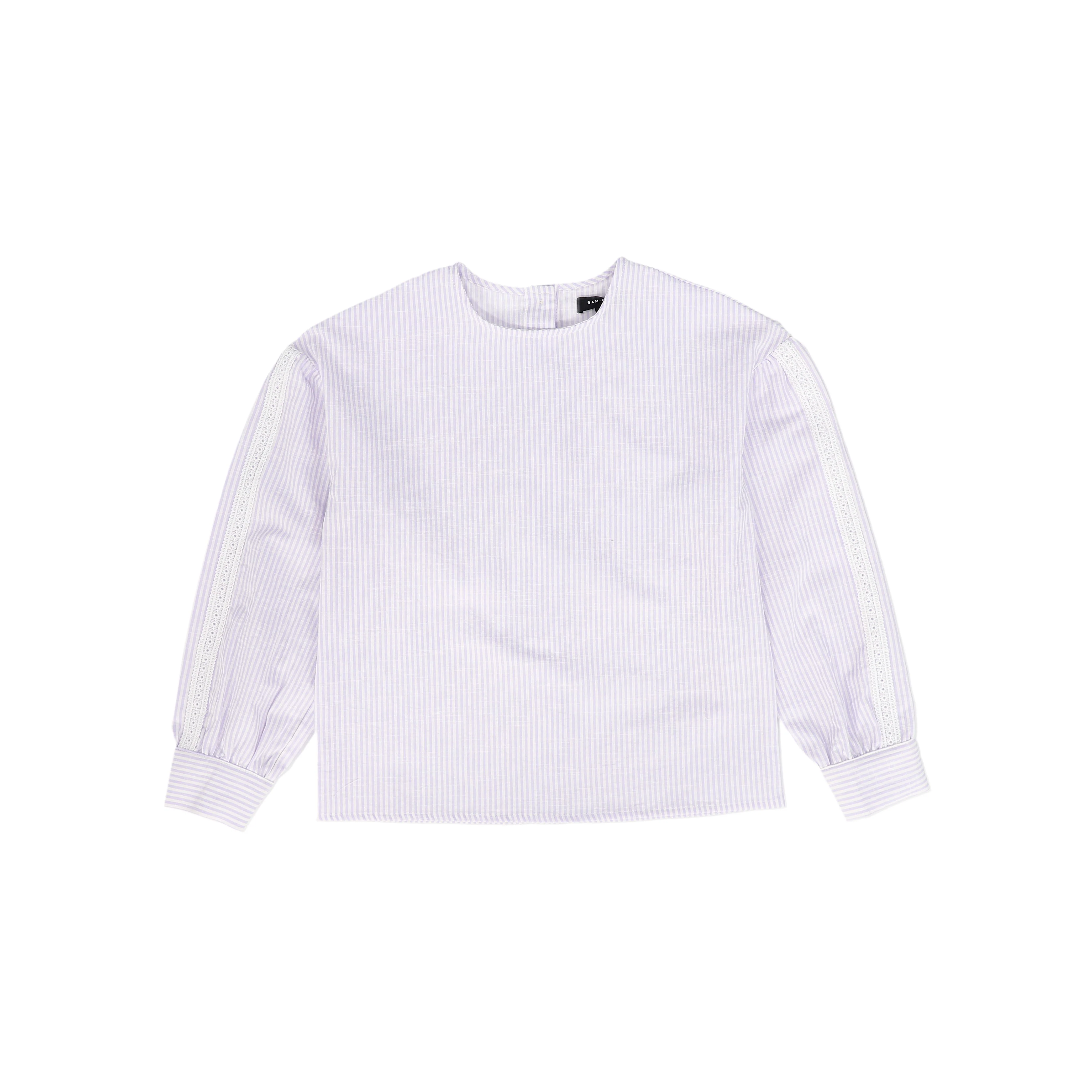BAMBOO LILAC STRIPED LACE TRIM BLOUSE [FINAL SALE]