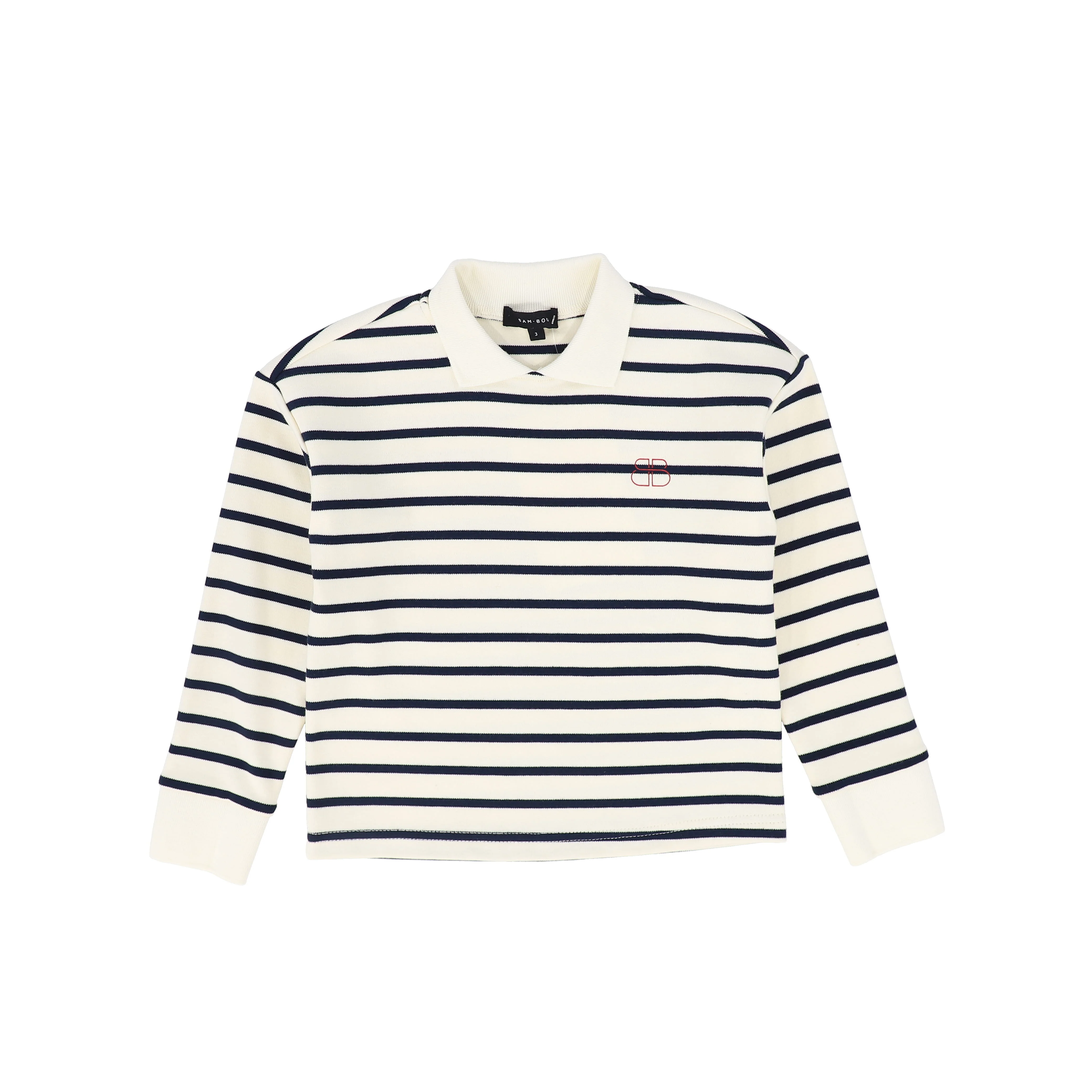 BAMBOO NAVY SCRIPT STRIPE POLO