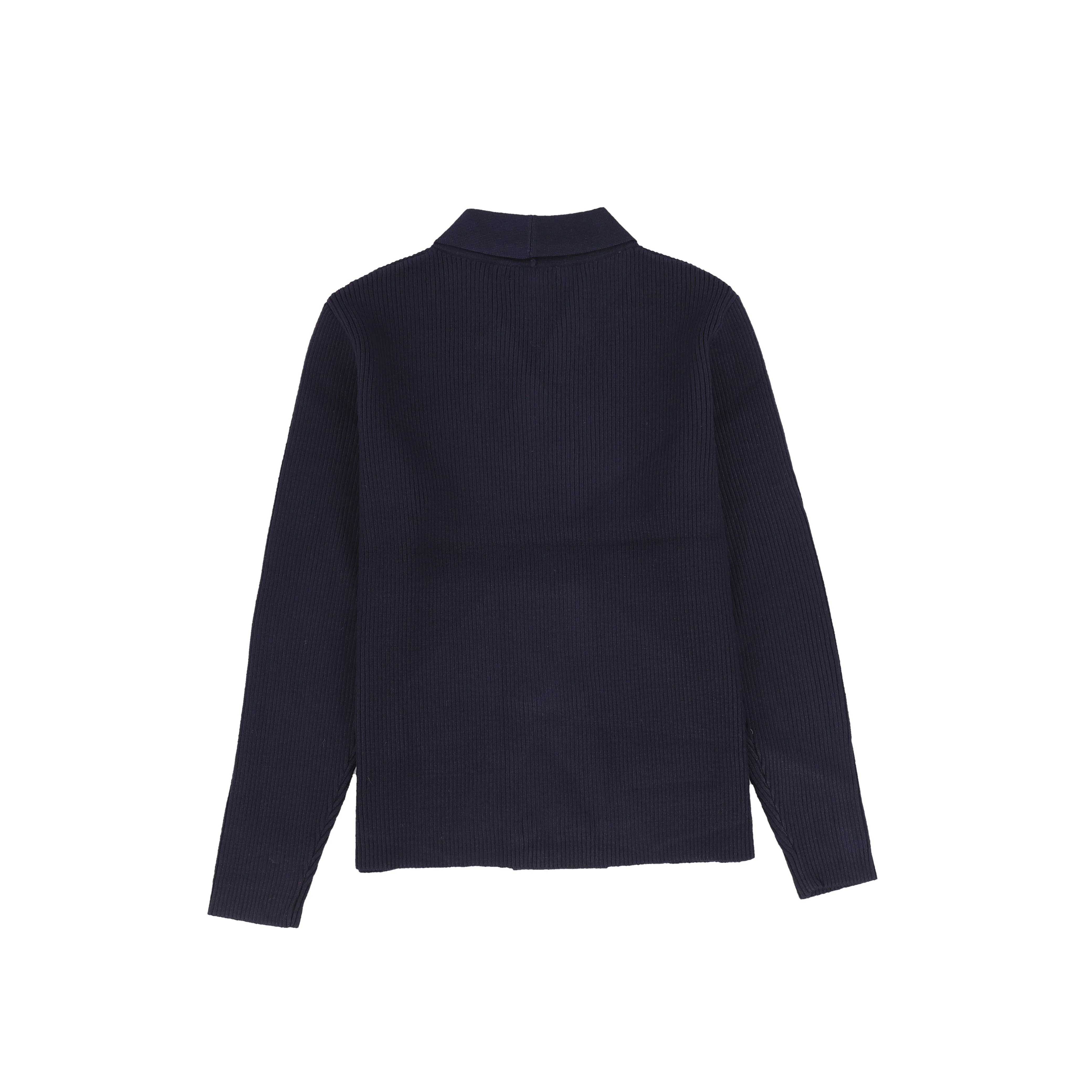 Bamboo Navy Ribbed Knit Double Breasted Blazer [FINAL SALE] - Image 2