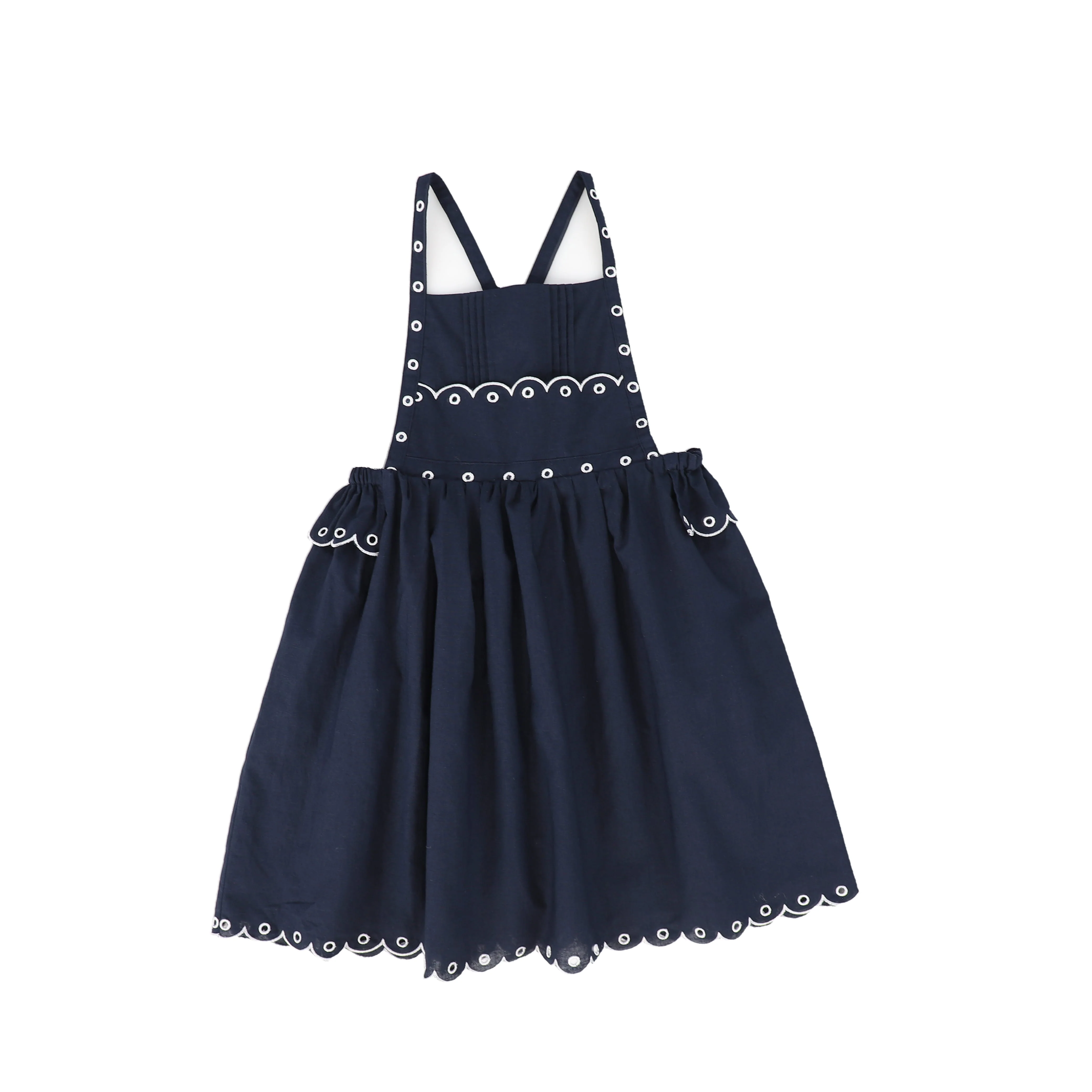 BAMBOO NAVY SCALLOP EYELET DRESS [FINAL SALE]