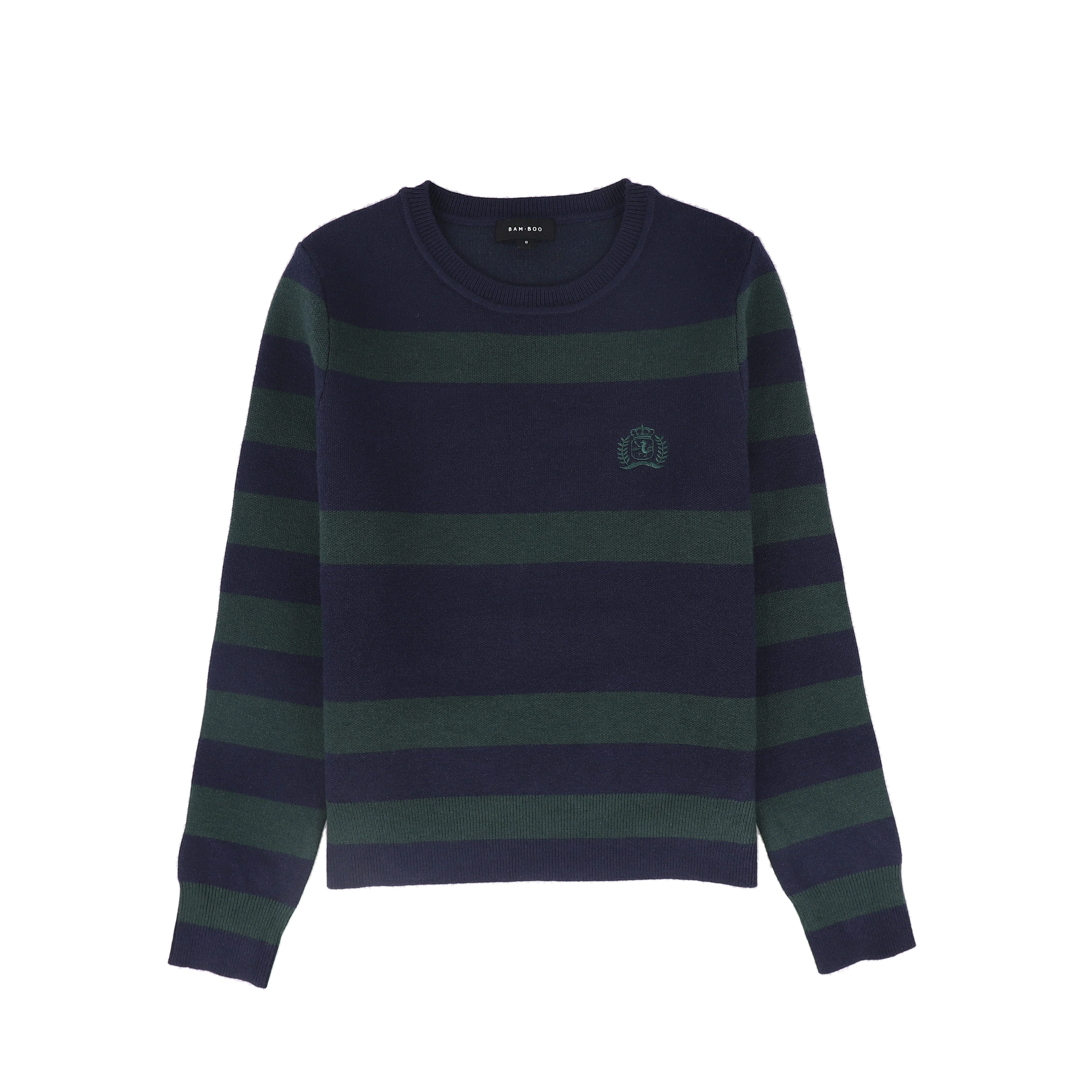 BAMBOO NAVY/GREEN STRIPE CREST SWEATER [FINAL SALE]