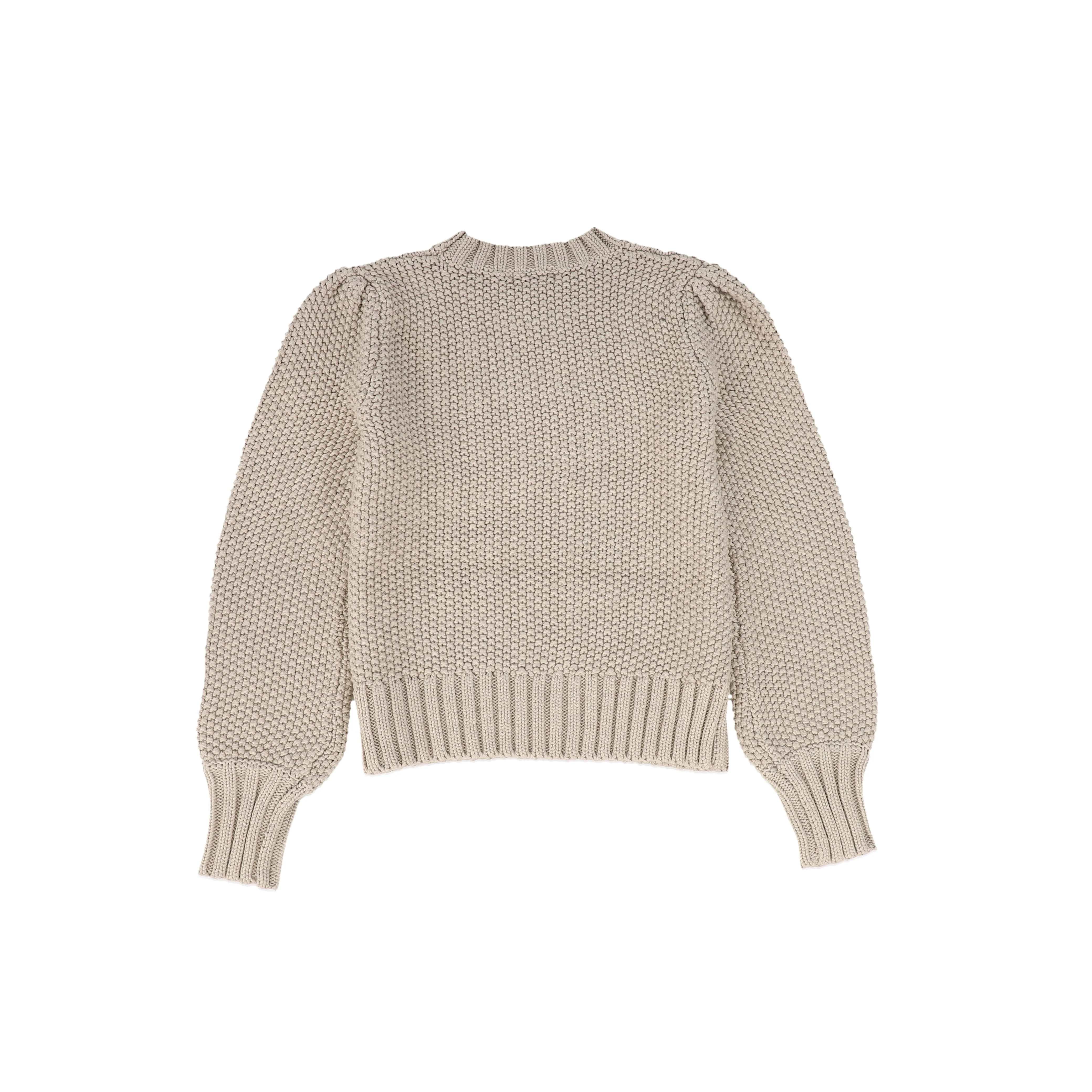 Bamboo Taupe Cable Knit Puff Sleeve Sweater [FINAL SALE] - Image 2