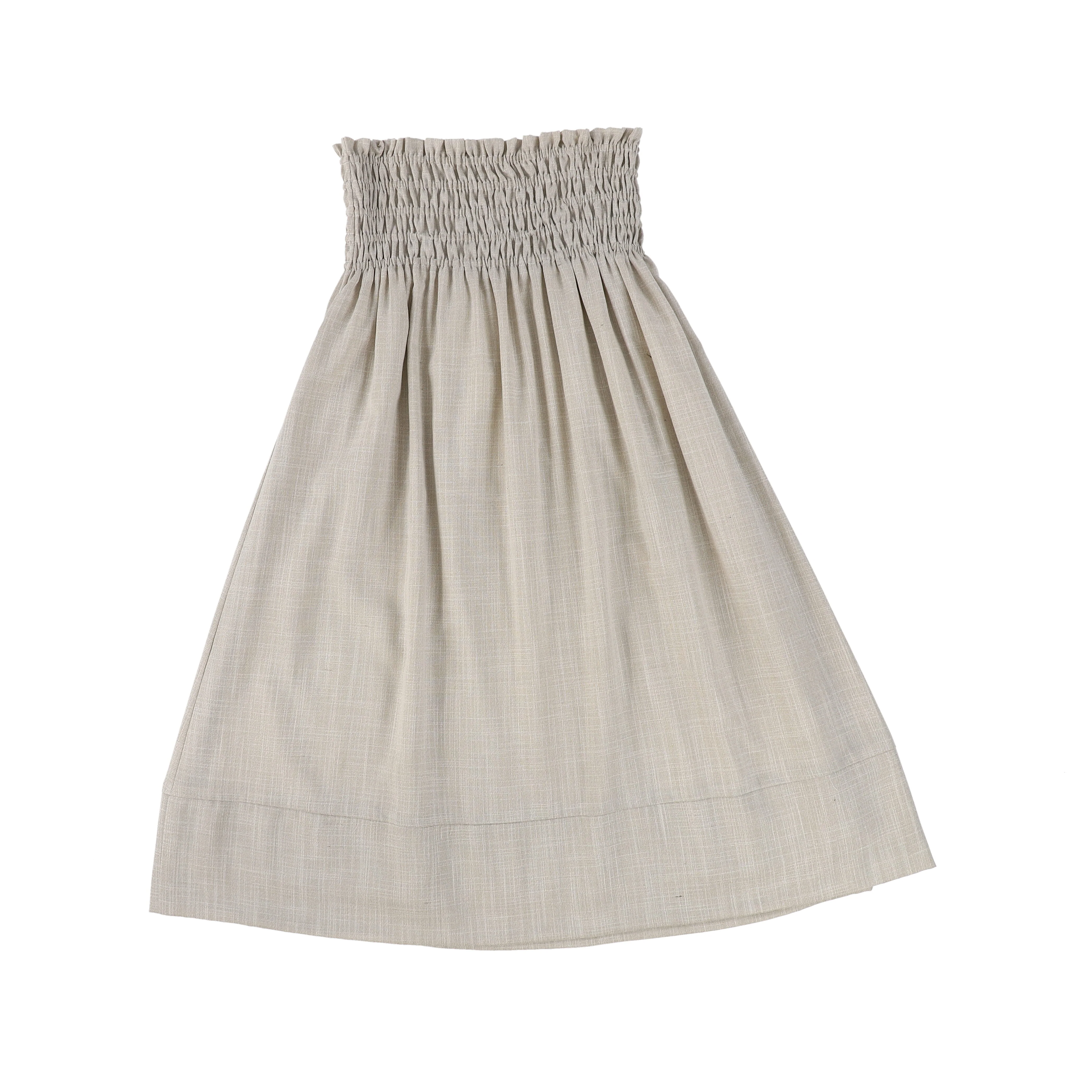 BAMBOO OATMEAL LINEN SMOCK WAISTED SKIRT [FINAL SALE] - Image 2