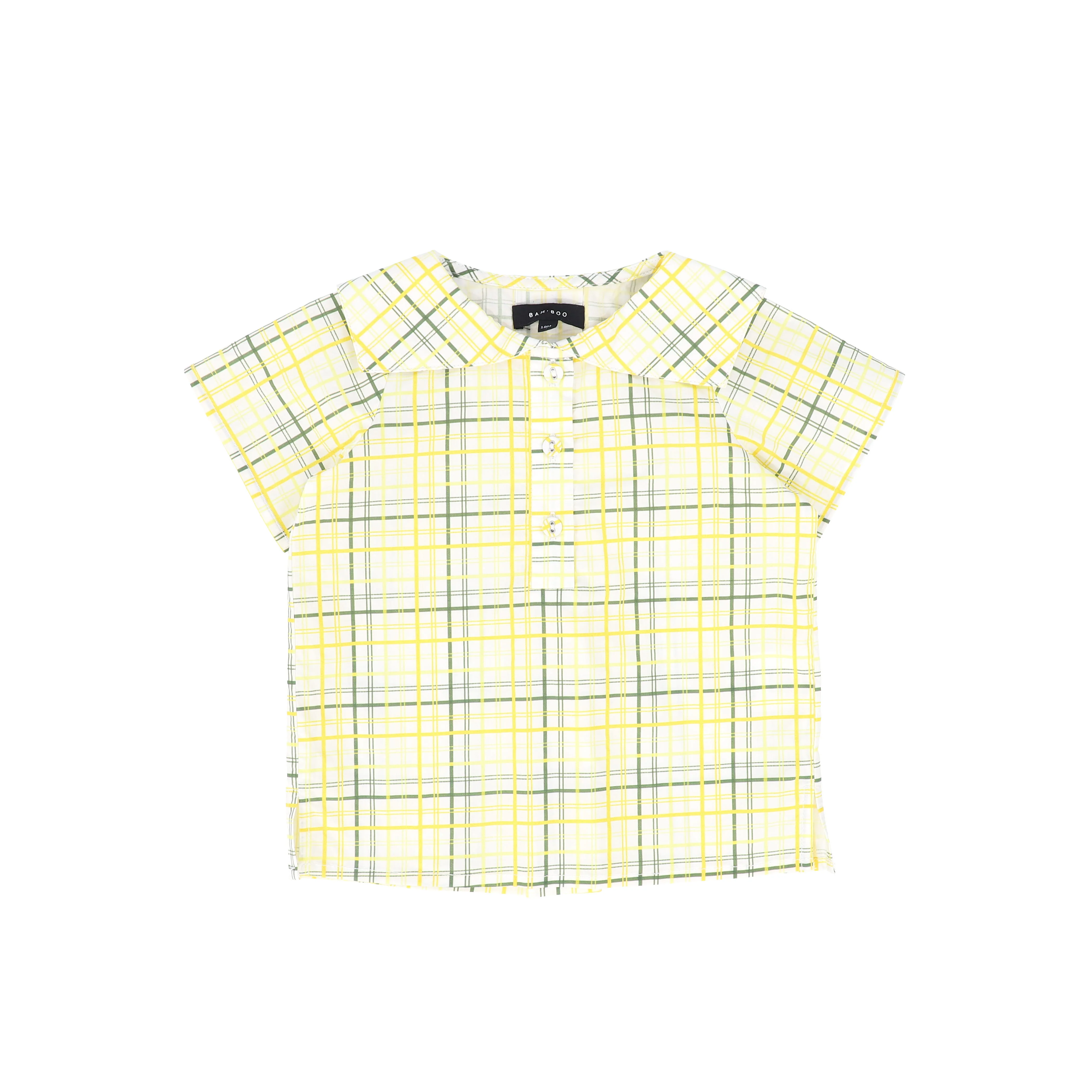 BAMBOO YELLOW PLAID SAILOR COLLAR BLOUSE