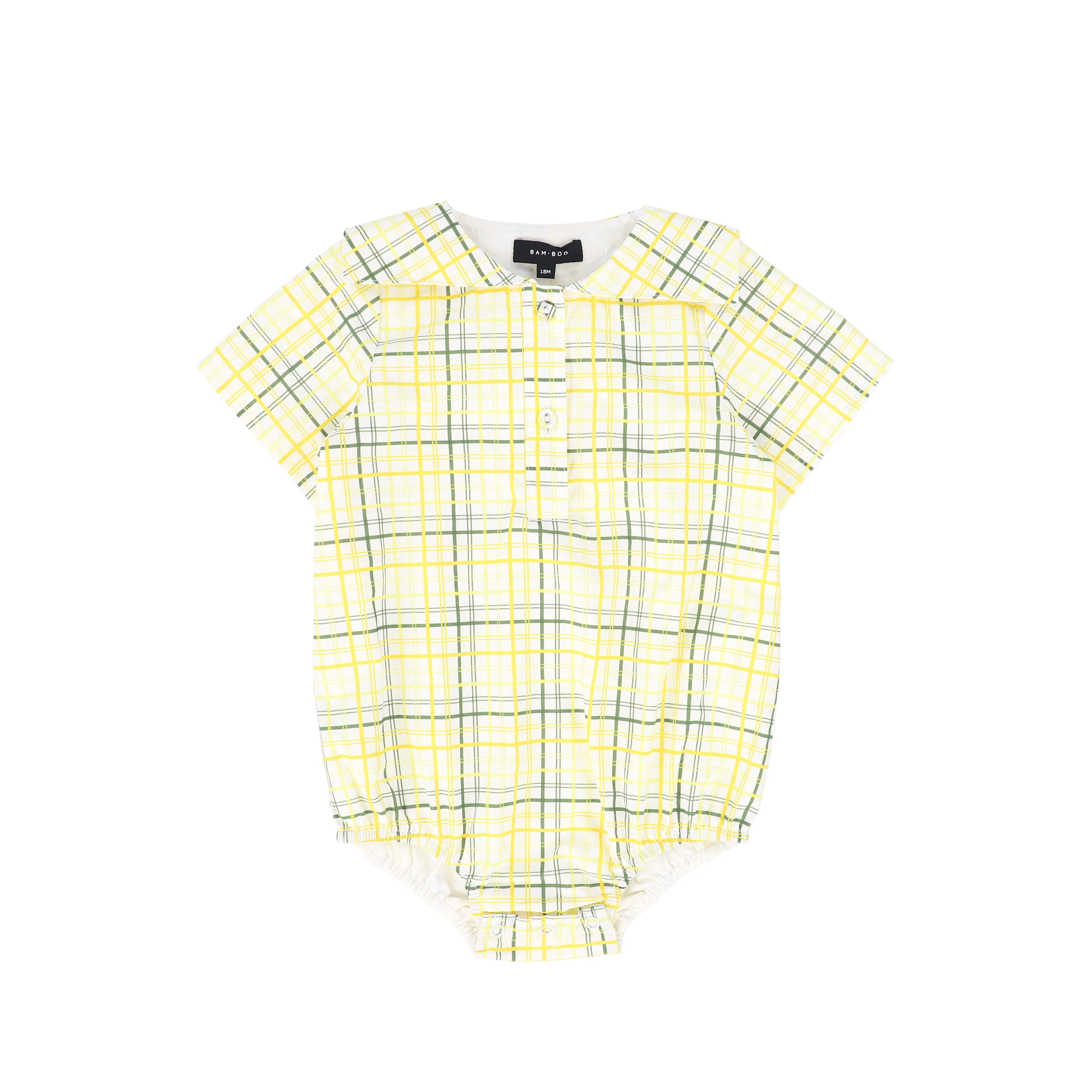 BAMBOO YELLOW PLAID SAILOR COLLAR ROMPER
