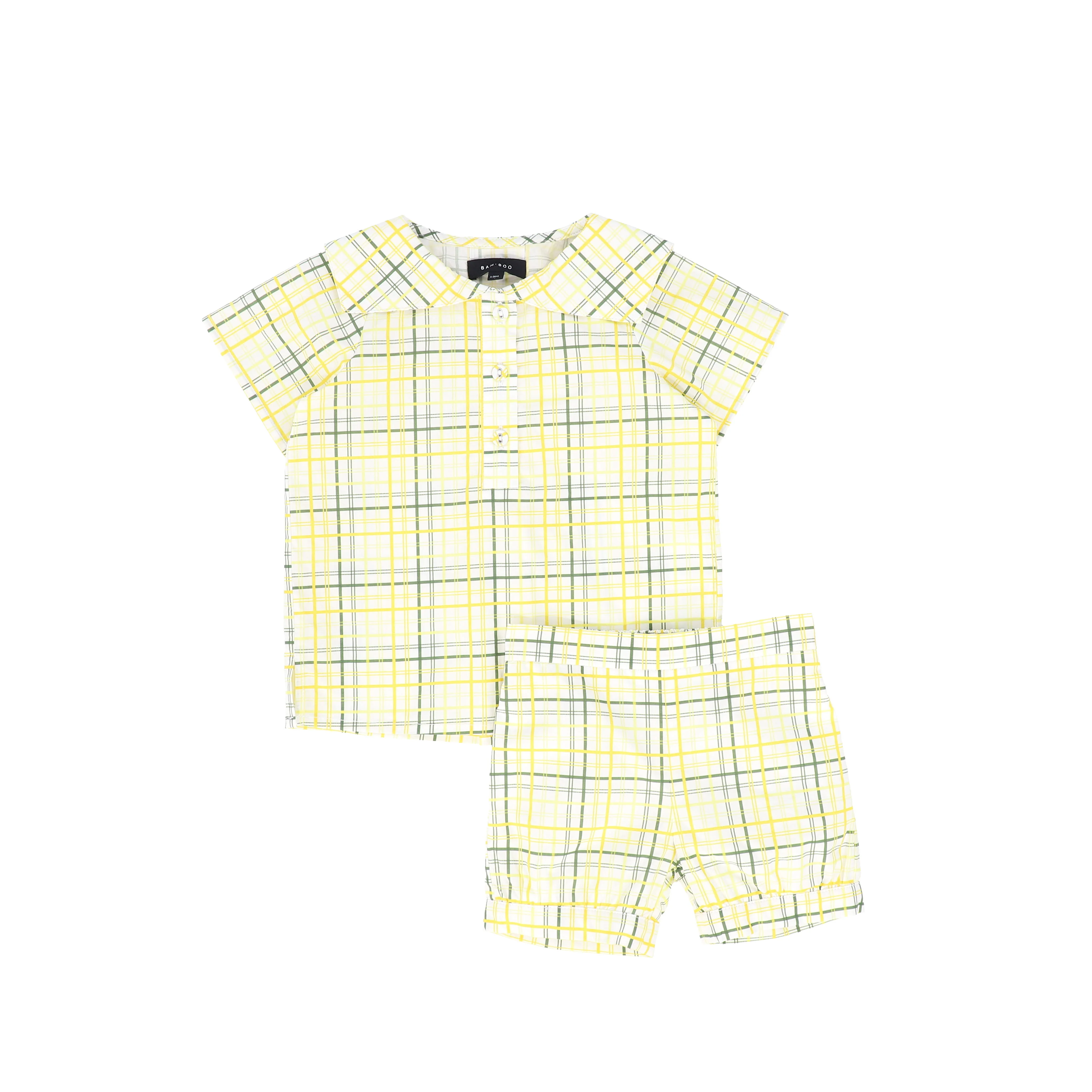 BAMBOO YELLOW PLAID SAILOR COLLAR SET