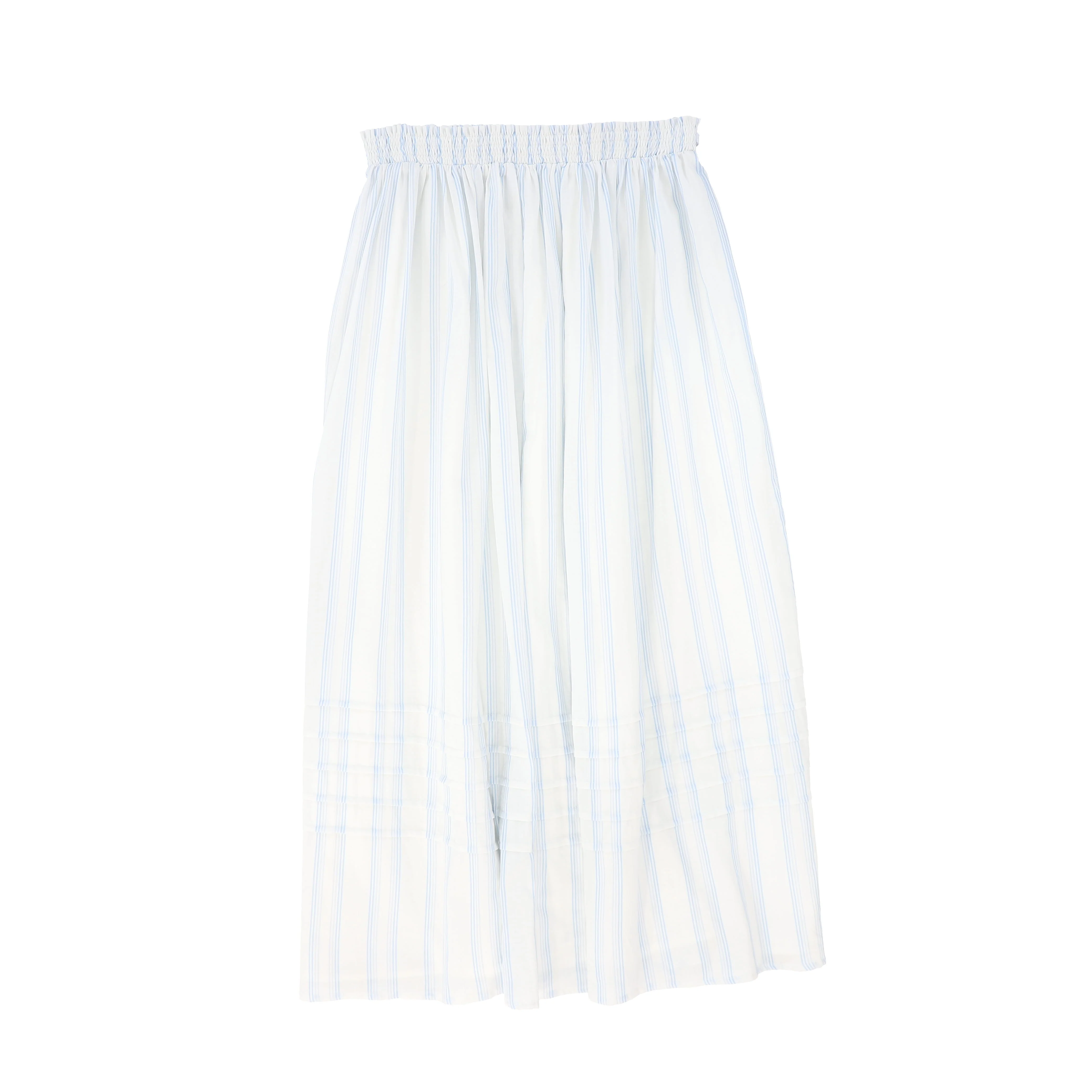 BAMBOO WHITE/BLUE LINEN STRIPED BELTED SKIRT - Image 2