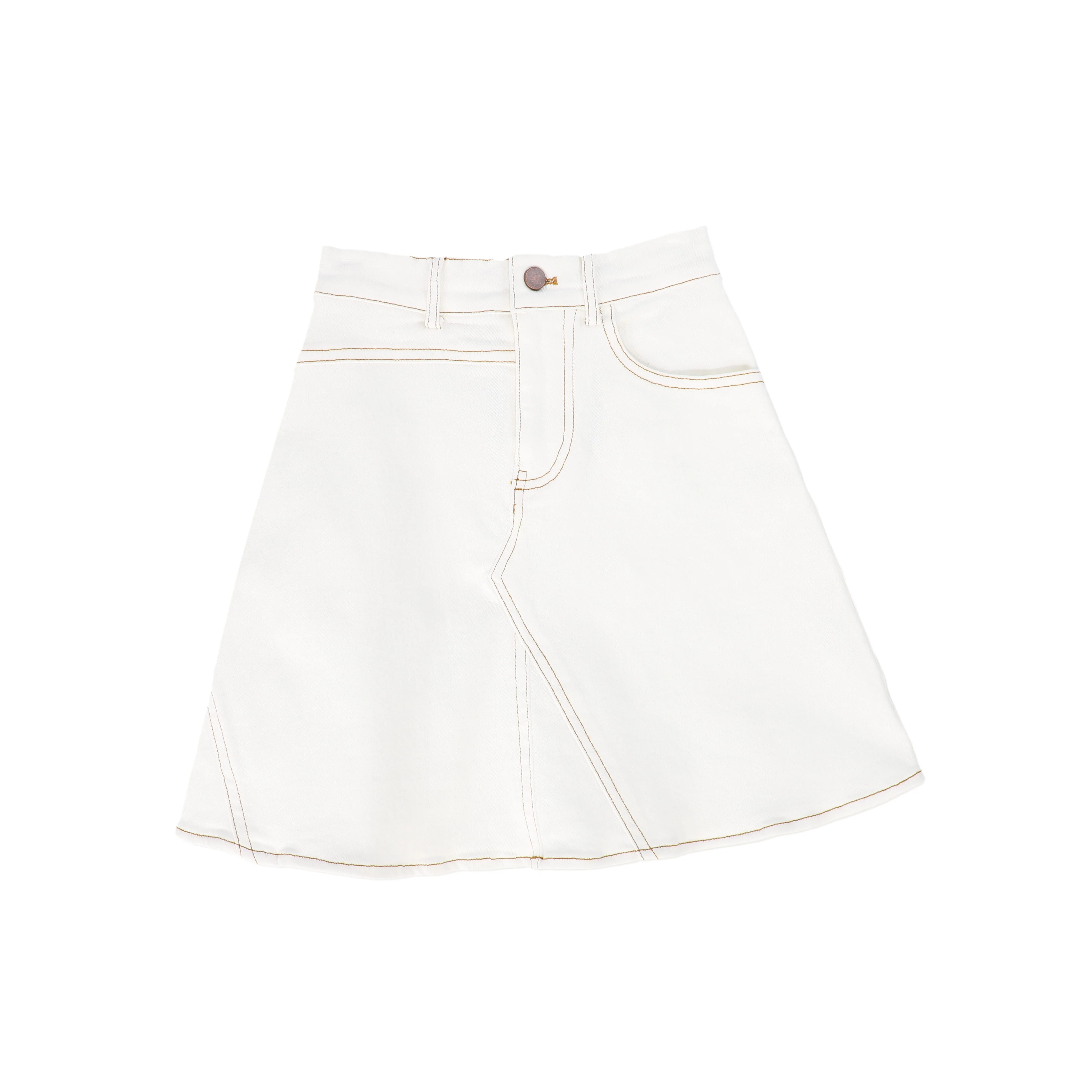 BAMBOO WHITE DENIM STITCHED SKIRT [FINAL SALE]