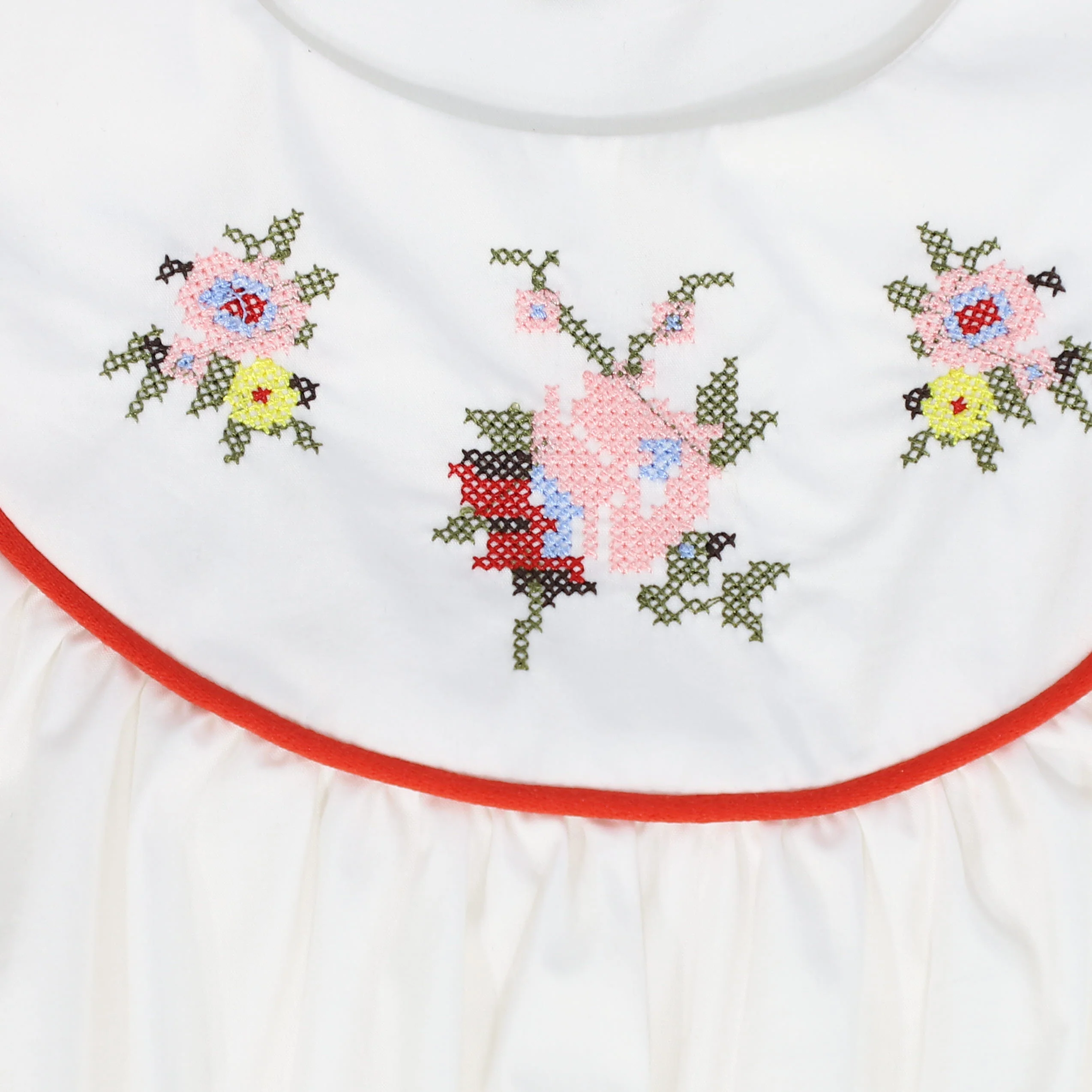 BAMBOO WHITE EMBROIDERED PIPED TRIM JUMPER - Image 3