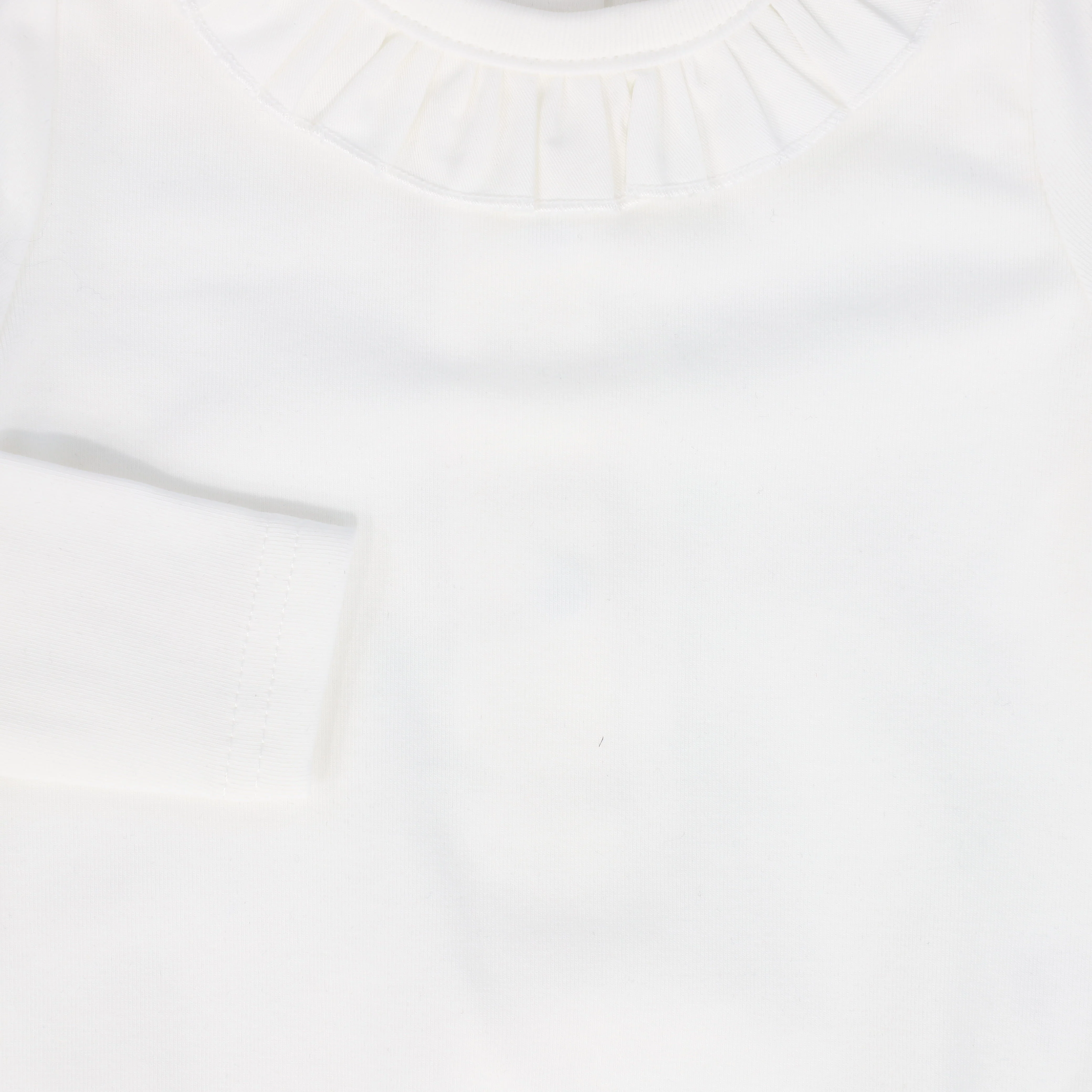 BAMBOO WHITE RUFFLE LONG SLEEVE ONESIE [FINAL SALE] - Image 3