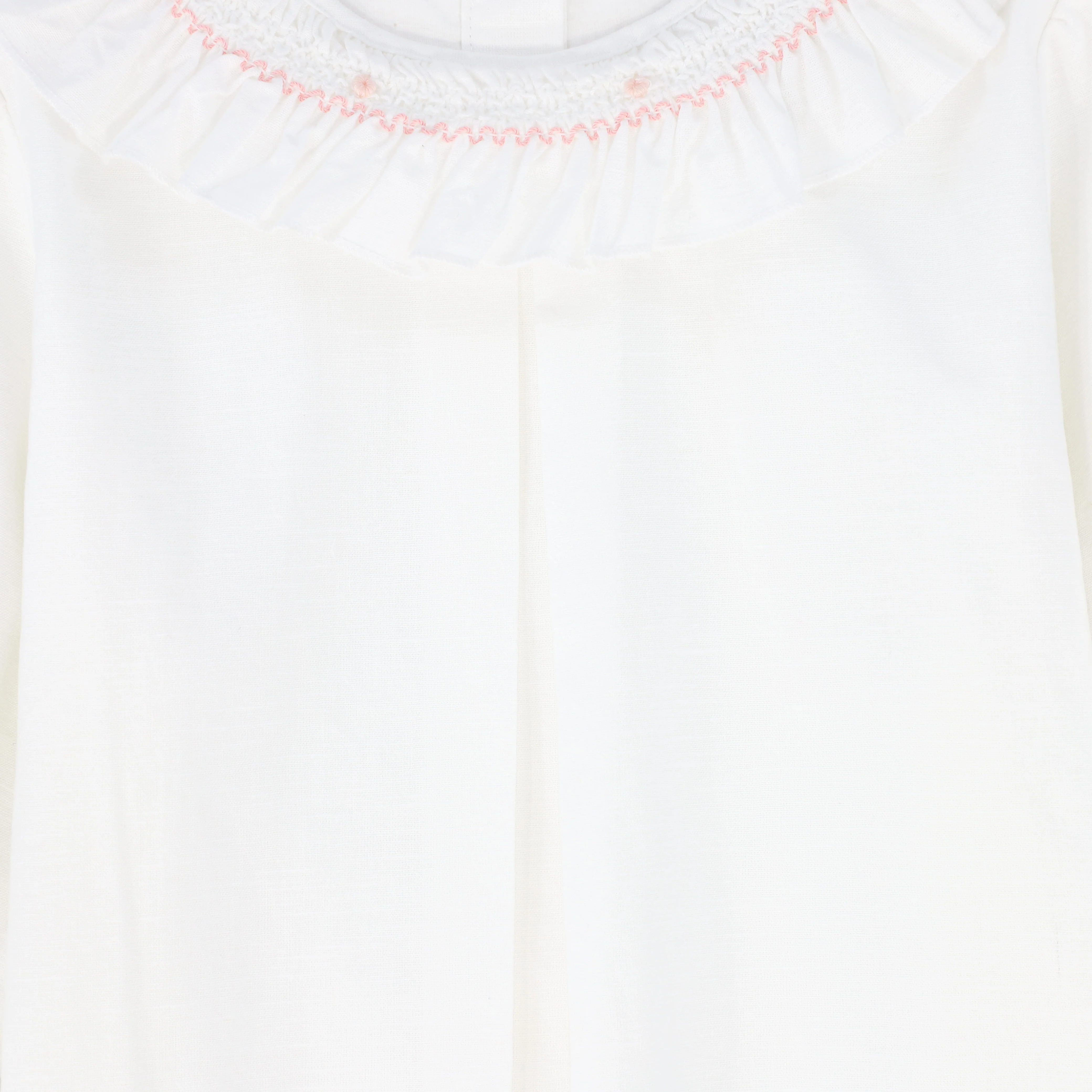 BAMBOO WHITE SMOCKED RUFFLE TRIM BLOUSE - Image 3