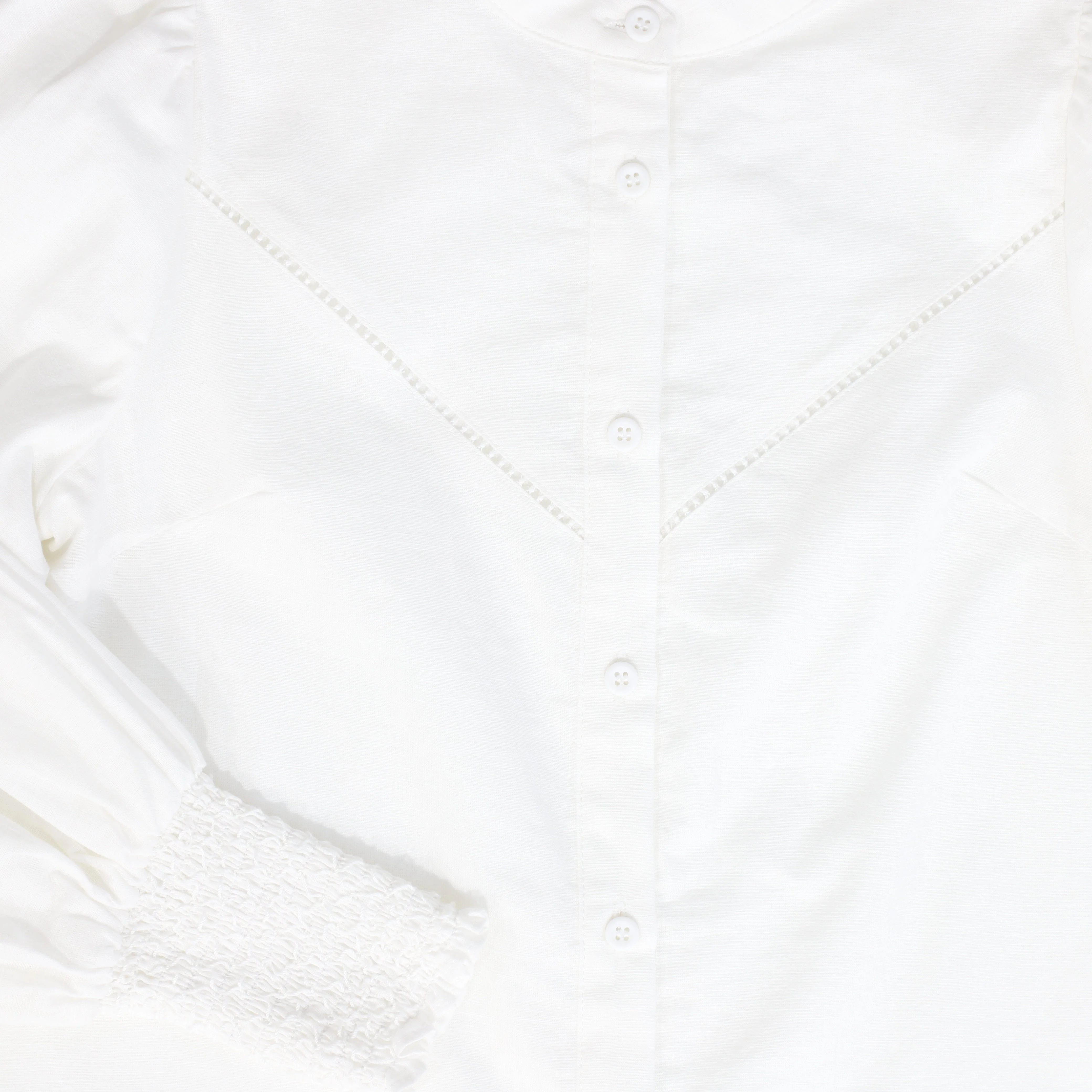BAMBOO WHITE STITCHED LINEN BLOUSE - Image 3