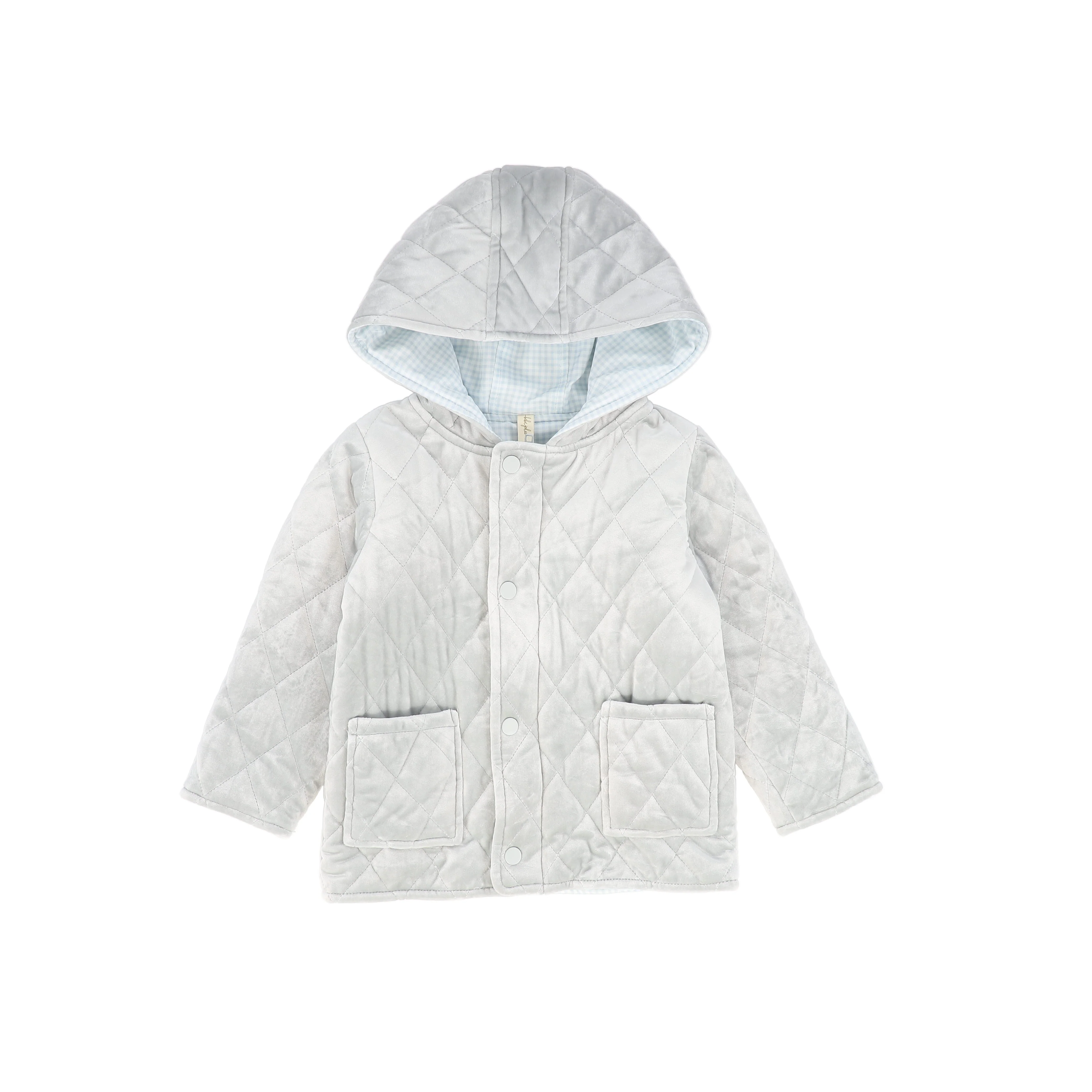 BEBE JOLEE CLOUDY BLUE VELOUR QUILTED JACKET[ FINAL SALE]