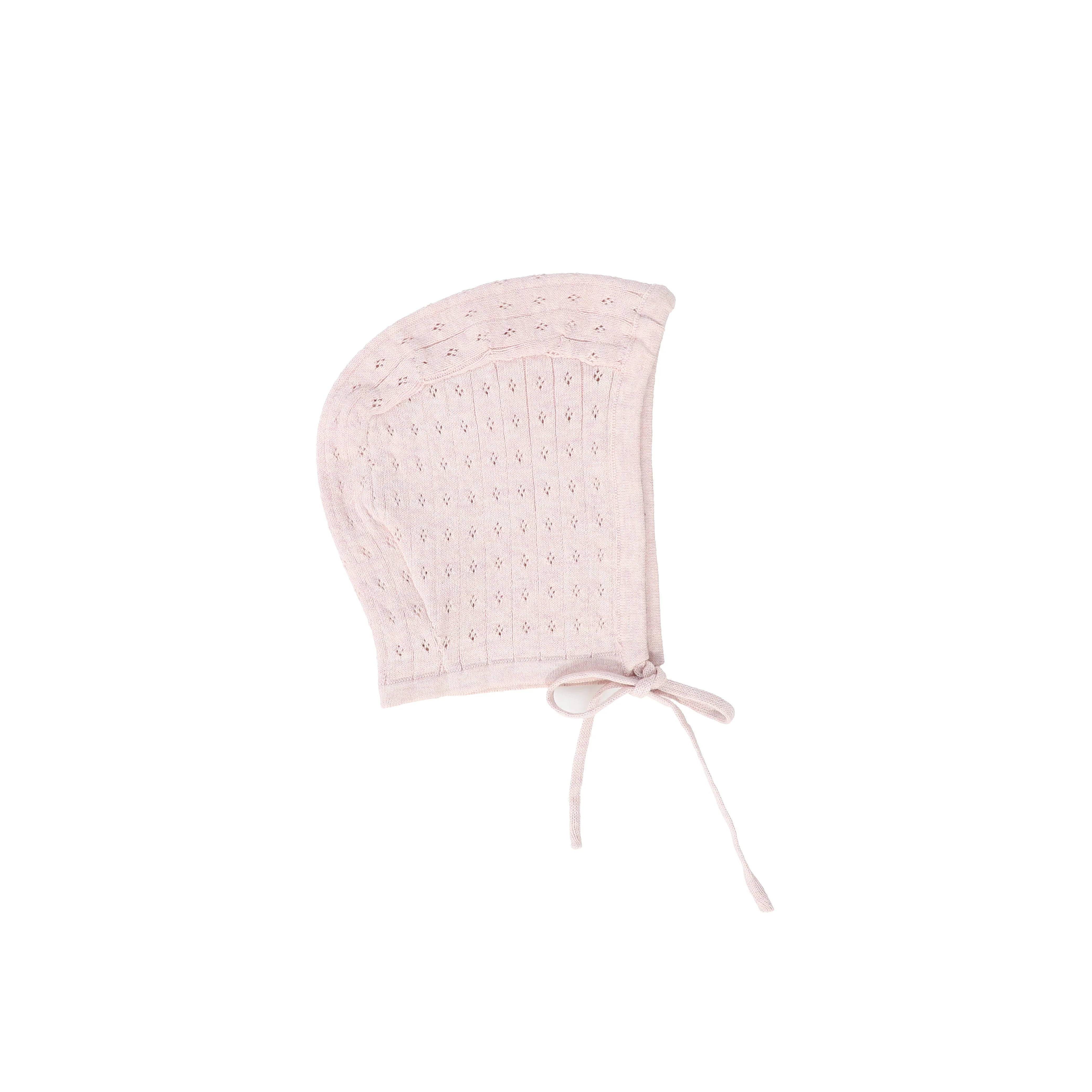 BEBE JOLEE PINK KNIT POINTELLE TIED BONNET
