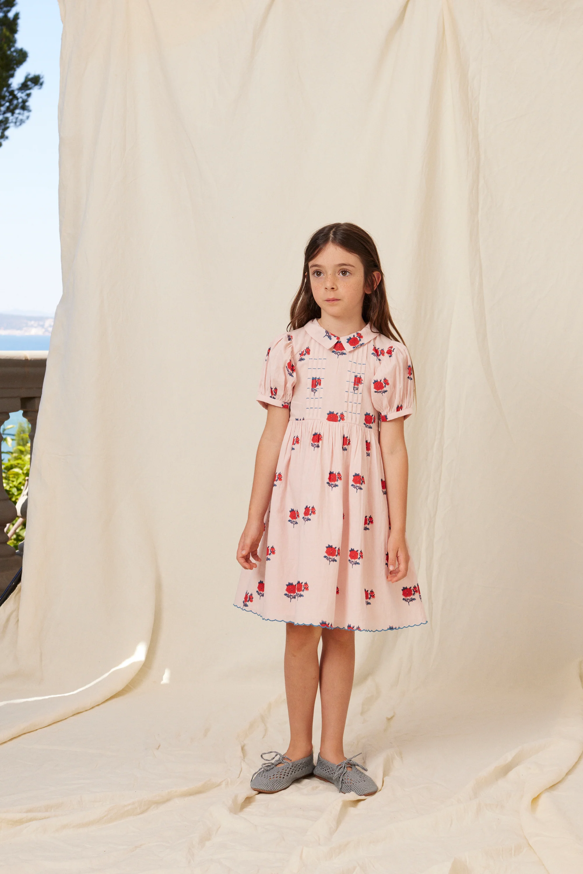 BEBE ORGANIC PINK FLORAL CLUSTER PUFF SLEEVE DRESS - Image 3