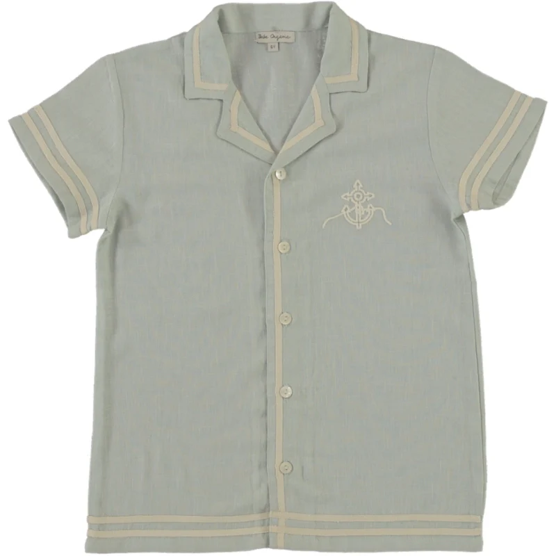 BEBE ORGANIC POWDER BLUE ANCHOR SHIRT