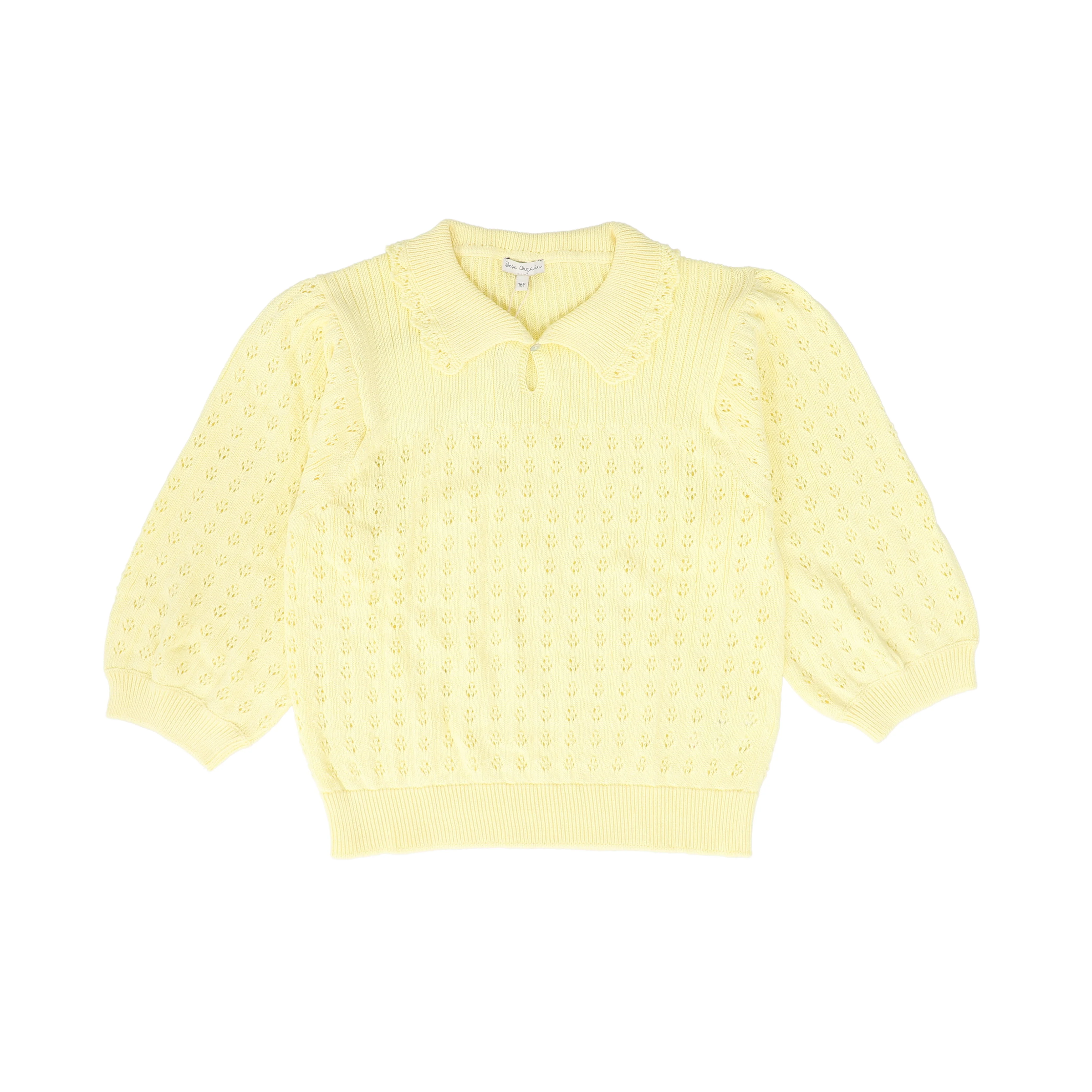 BEBE ORGANIC YELLOW KNIT COLLARED SWEATER