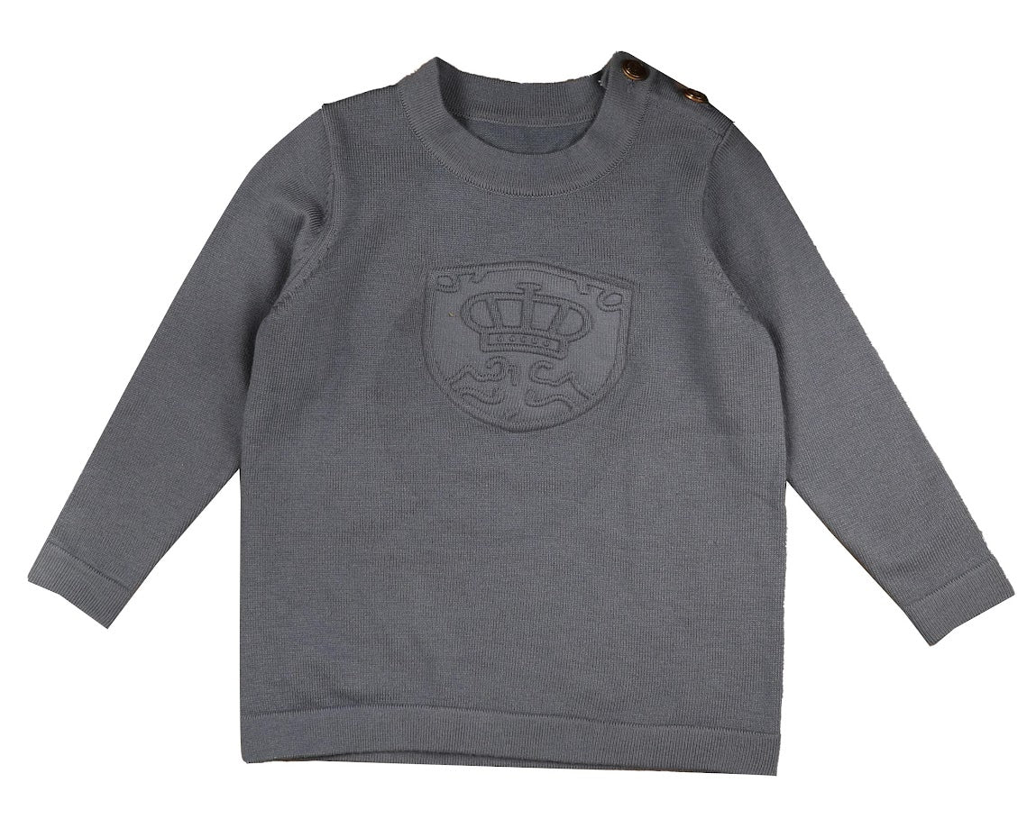 BELATI DUSTY BLUE EMBOSSED LOGO KNIT SWEATER [FINAL SALE]