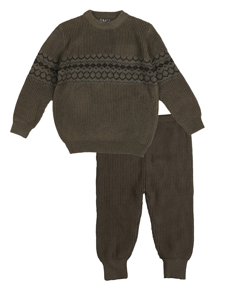 BELATI HUNTER GREEN INTARSIA KNIT SWEATER SET [FINAL SALE]