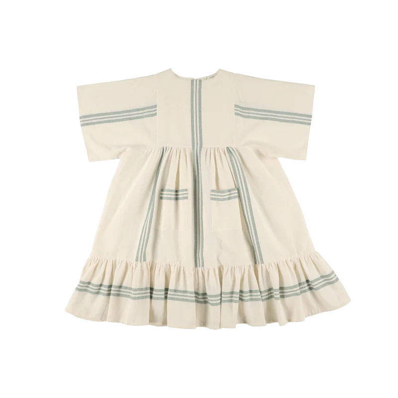 BELLE CHIARA BIEGE TRIPLE GREEN STRIPE DRESS [FINAL SALE]