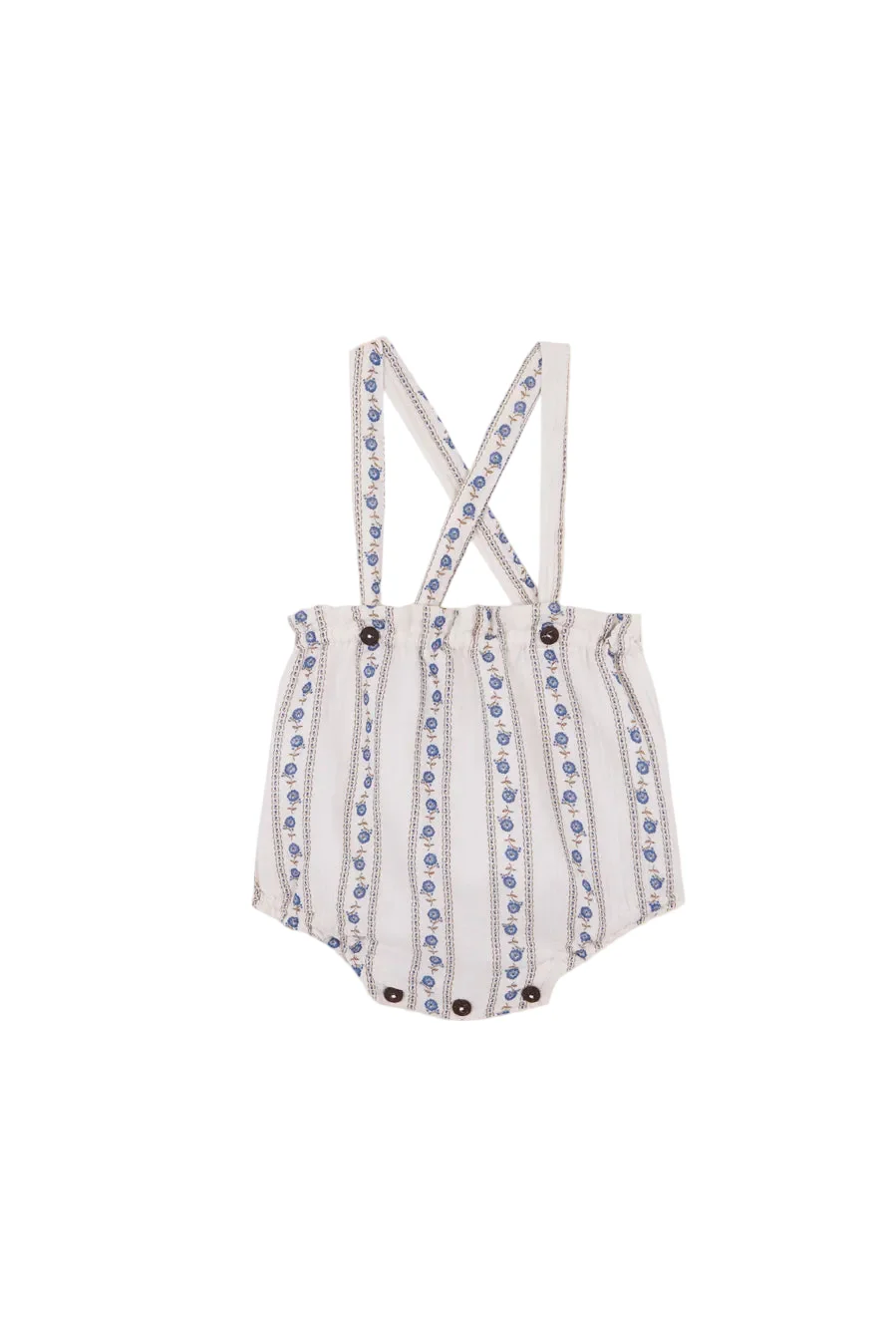 BIRINIT PETIT IVORY FLORAL STRIPE SUSPENDER BLOOMER