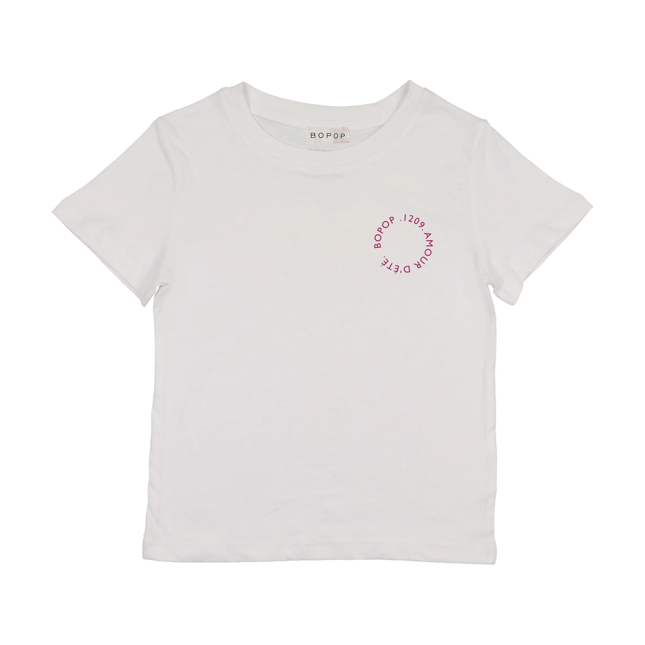 BOPOP WHITE/PINK LOGO SS TSHIRT