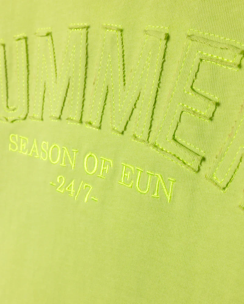 CABANA LIME SELF FABRIC DETAIL T-SHIRT - Image 2