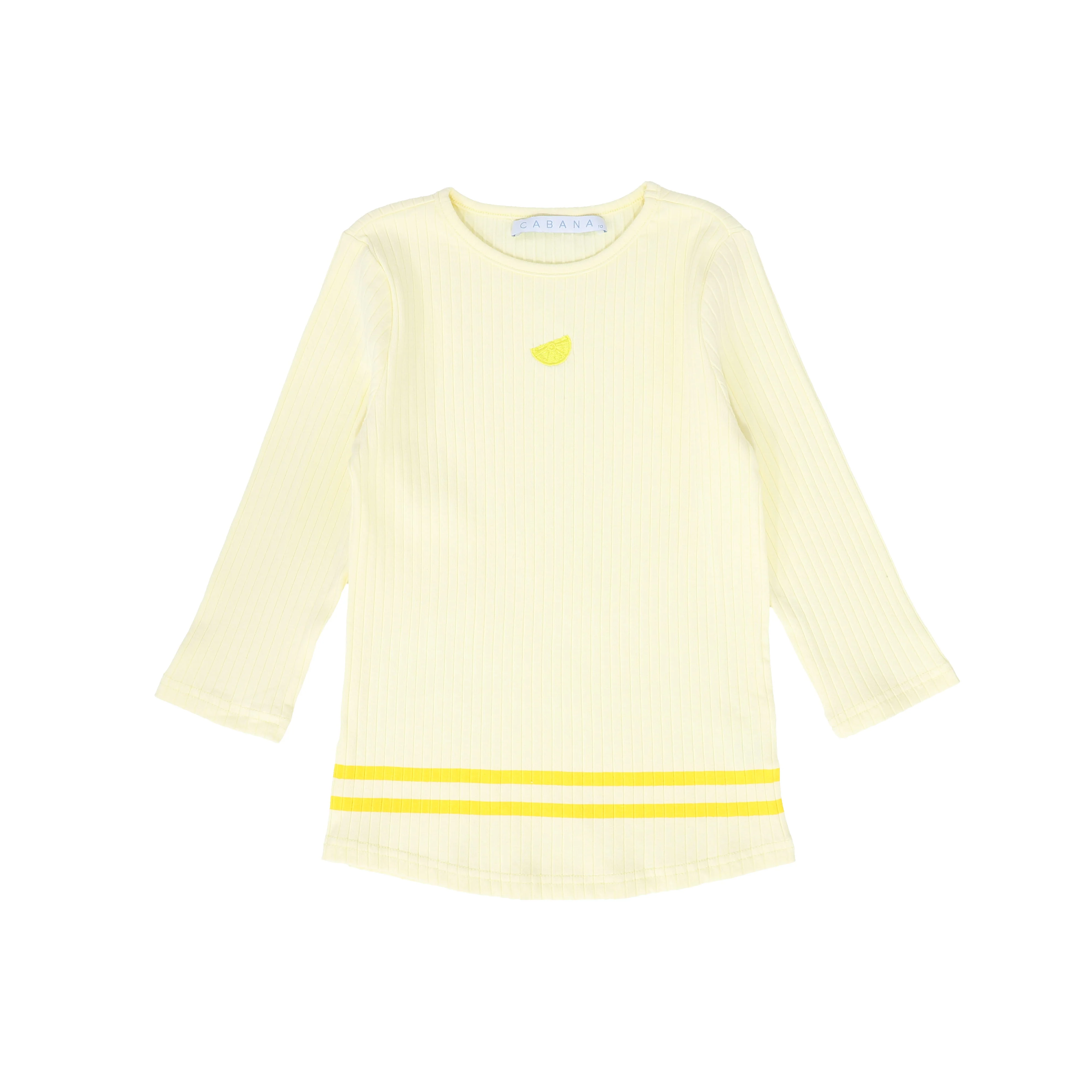 CABANA YELLOW STRIPED HEM RIBBED T-SHIRT