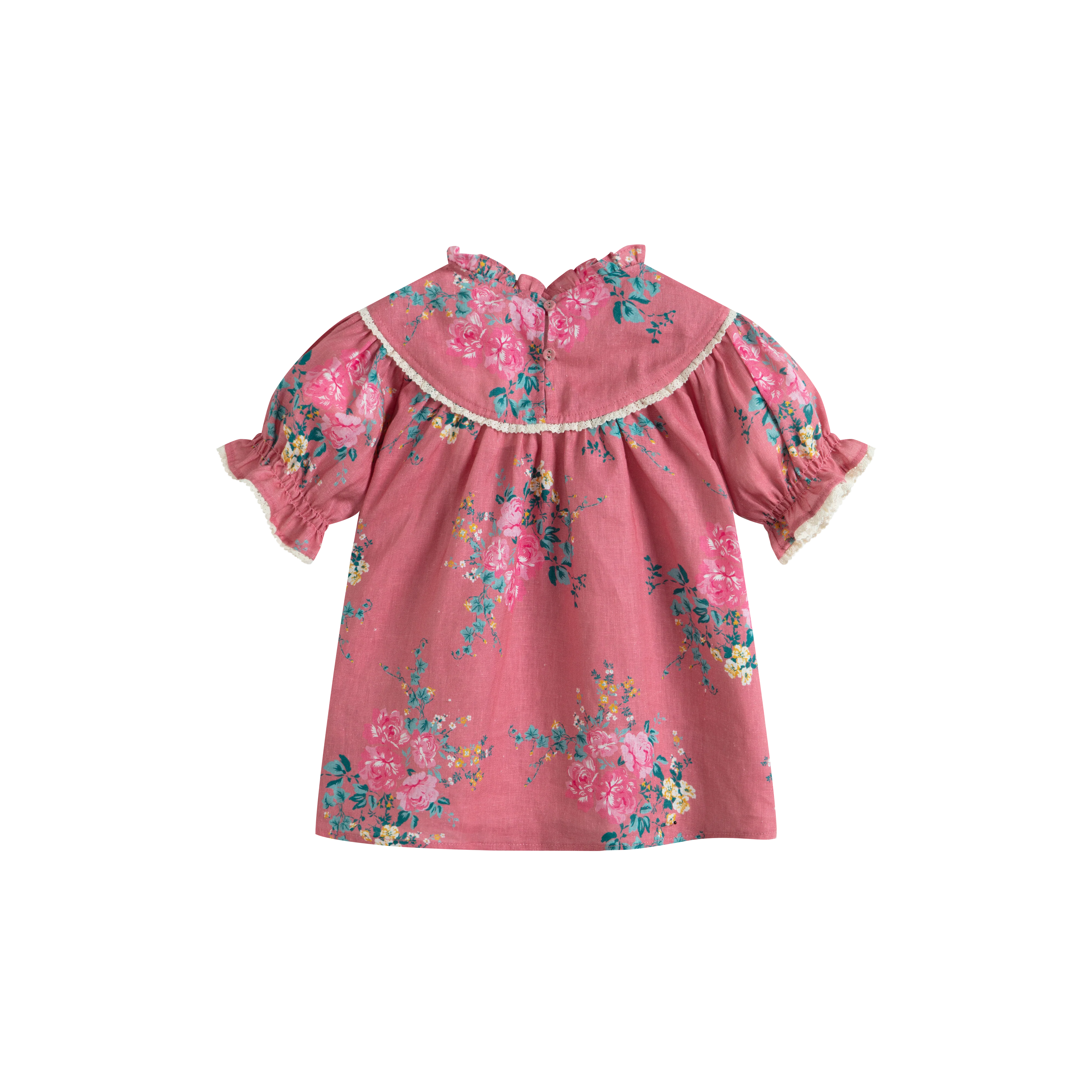 CERA UNA VOLTA DEEP PINK FLORAL LACE TRIM SHIRT - Image 2