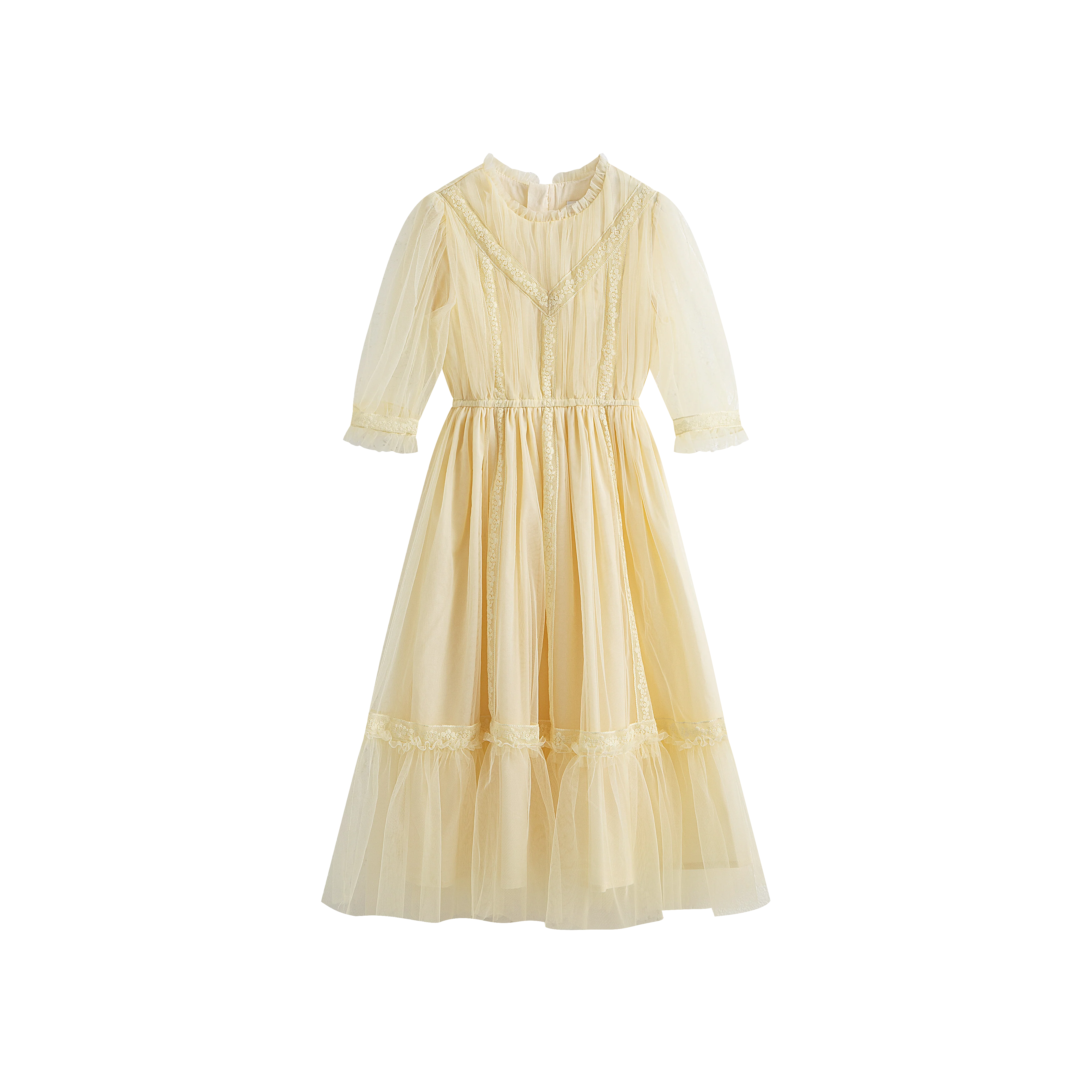 CERA UNA VOLTA PASTEL YELLOW TULLE WAISTED GOWN