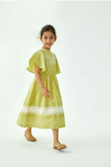 CERA UNA VOLTA YELLOW/WHITE EMBROIDERED LINEN JUMPER - Image 3