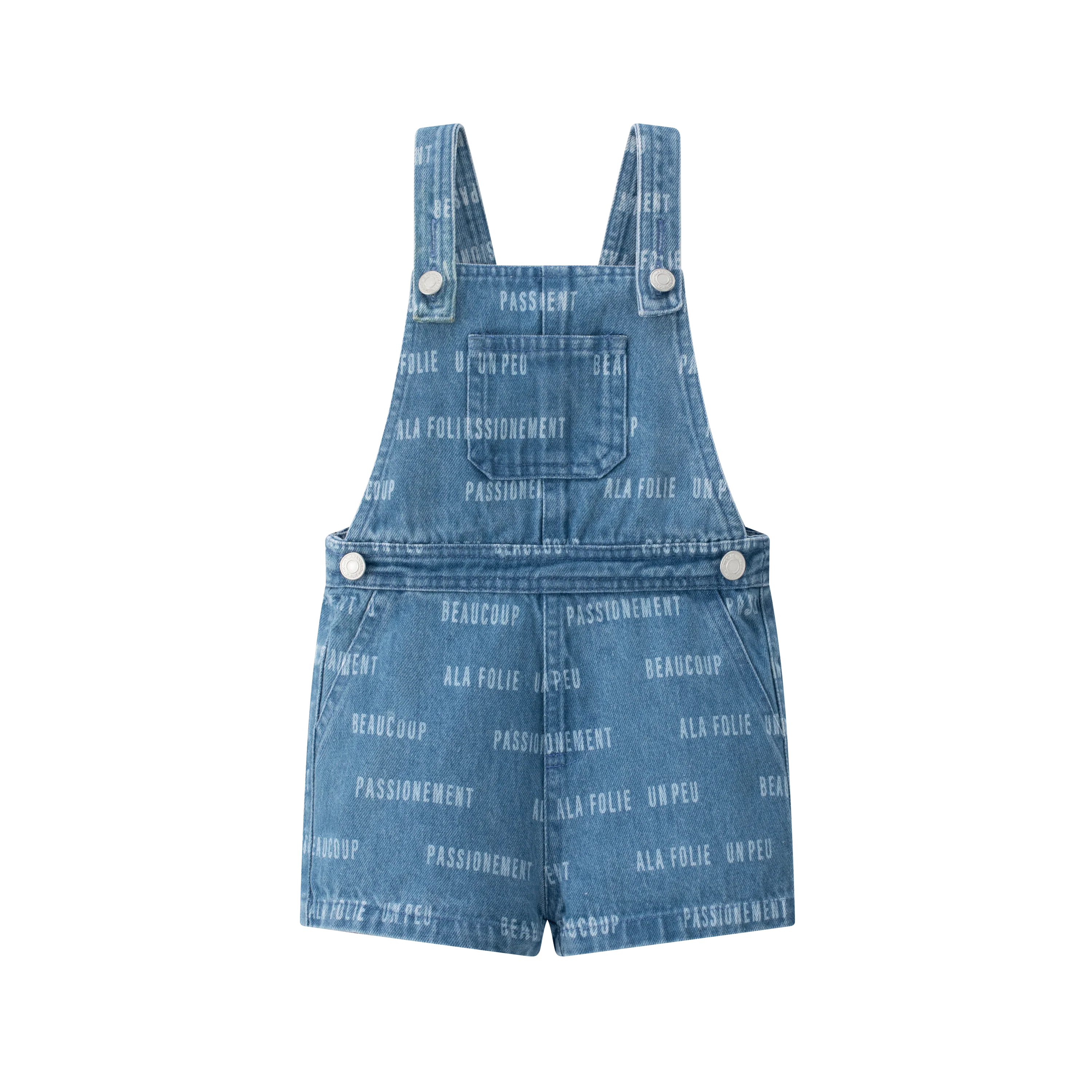 COCO BLANC BLUE DENIM WORDED ROMPER