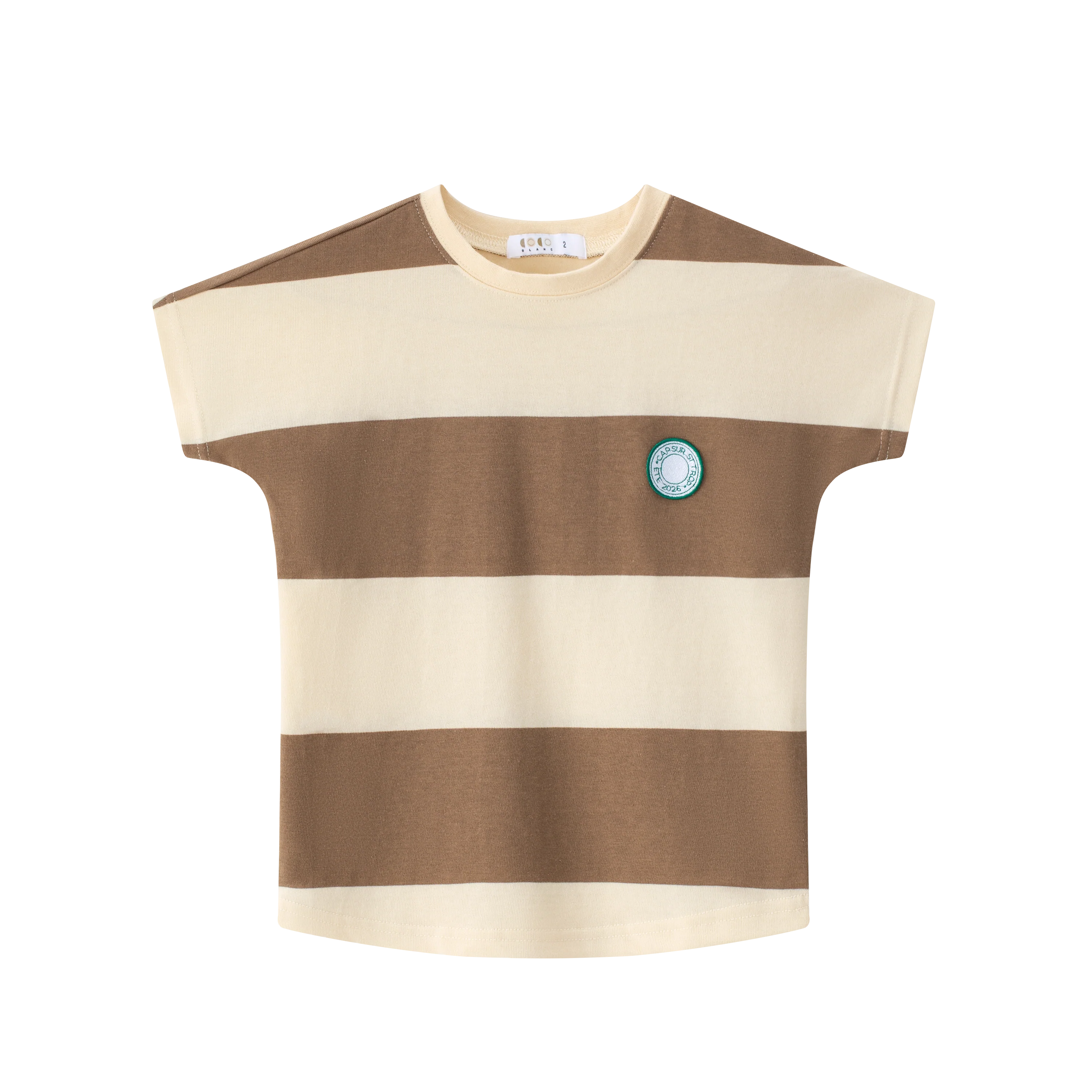 COCO BLANC BROWN WIDE STRIPE SS T-SHIRT