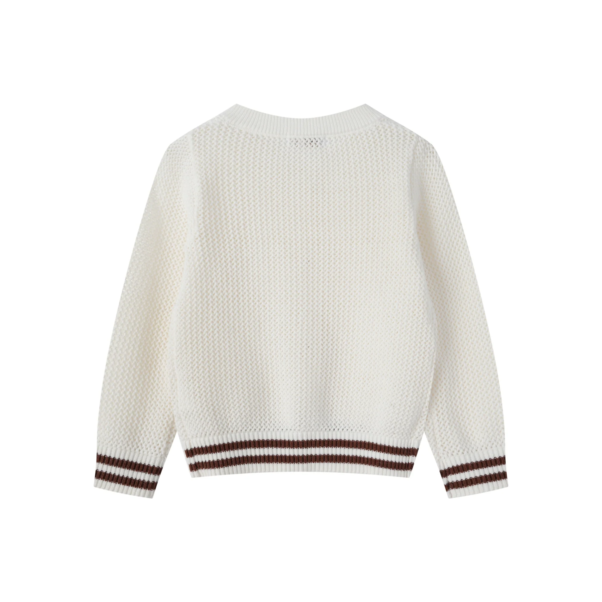 COCO BLANC CREAM/BROWN CROCHET TRIM CARDIGAN - Image 2