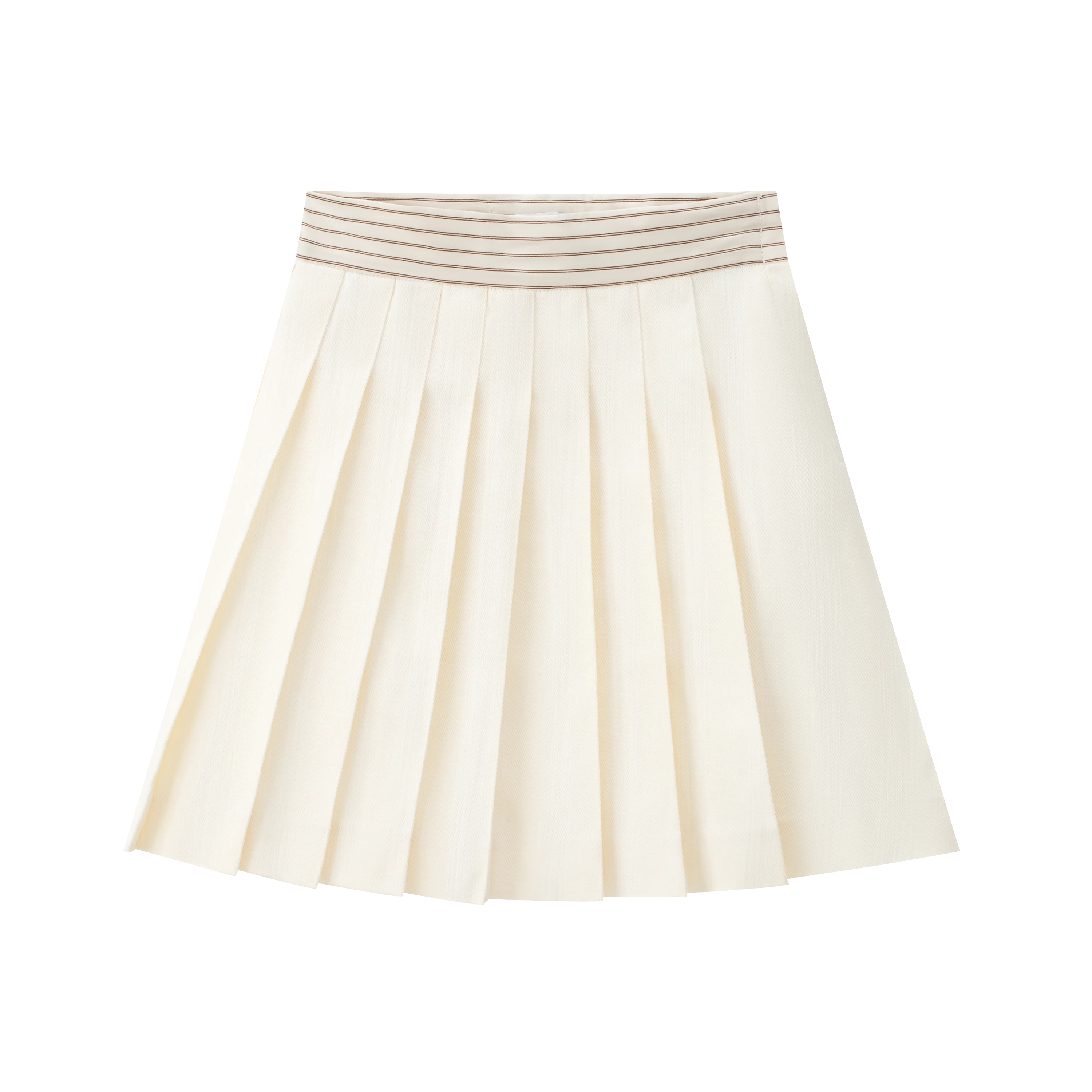 COCO BLANC CREAM STRIPE TRIM PLEAT SKIRT