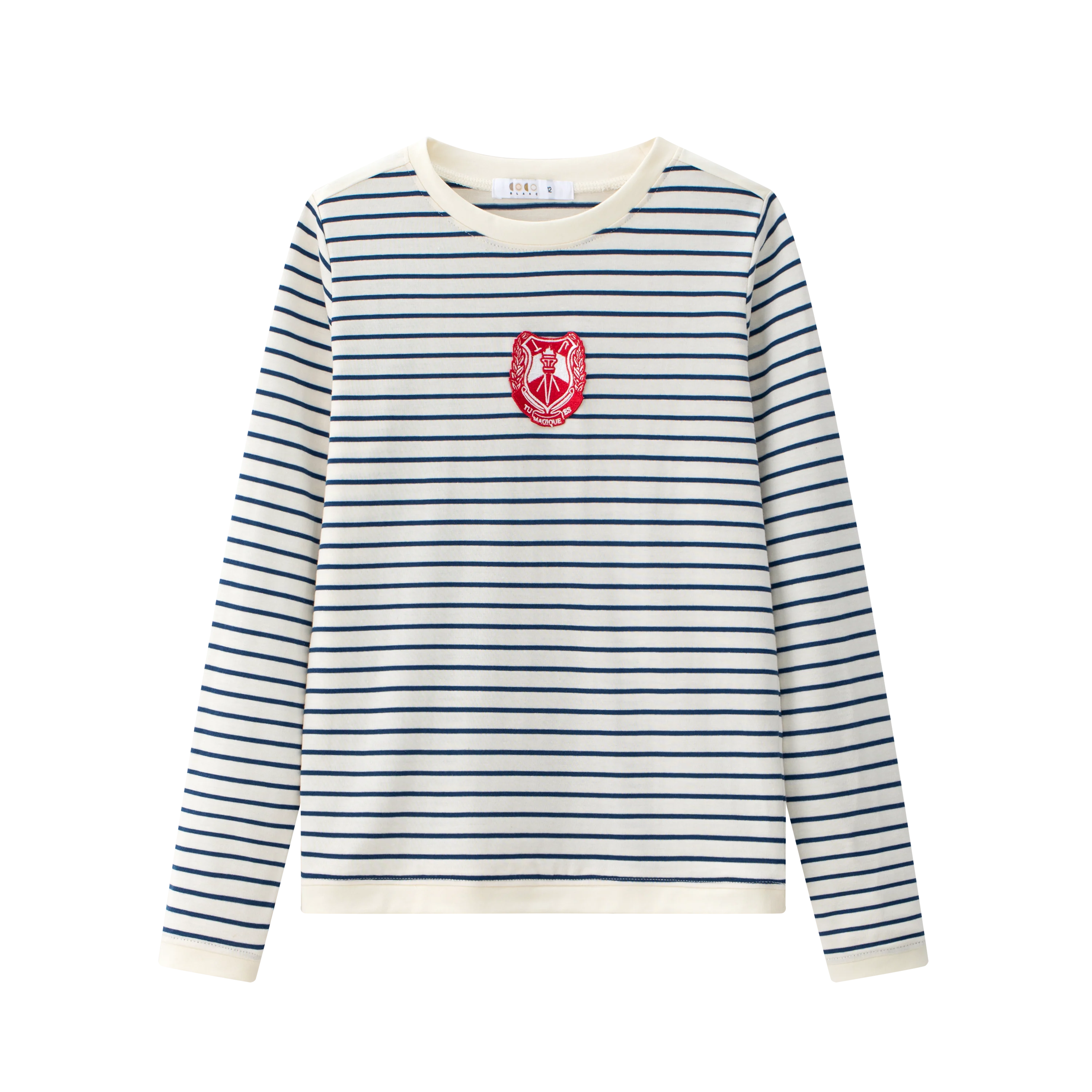 COCO BLANC NAVY STRIPE EMBLEM T-SHIRT