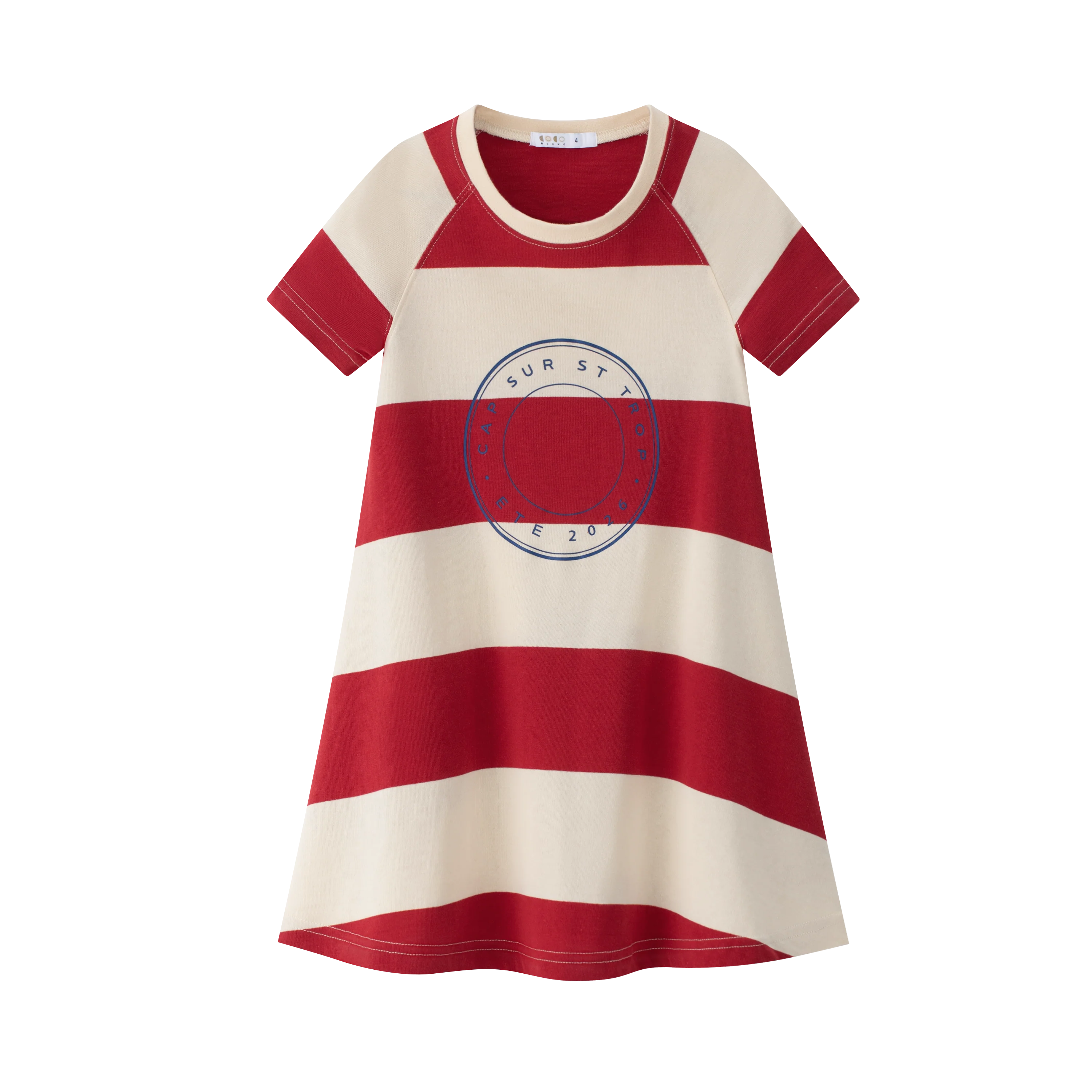 COCO BLANC RED WIDE STRIPE SS DRESS