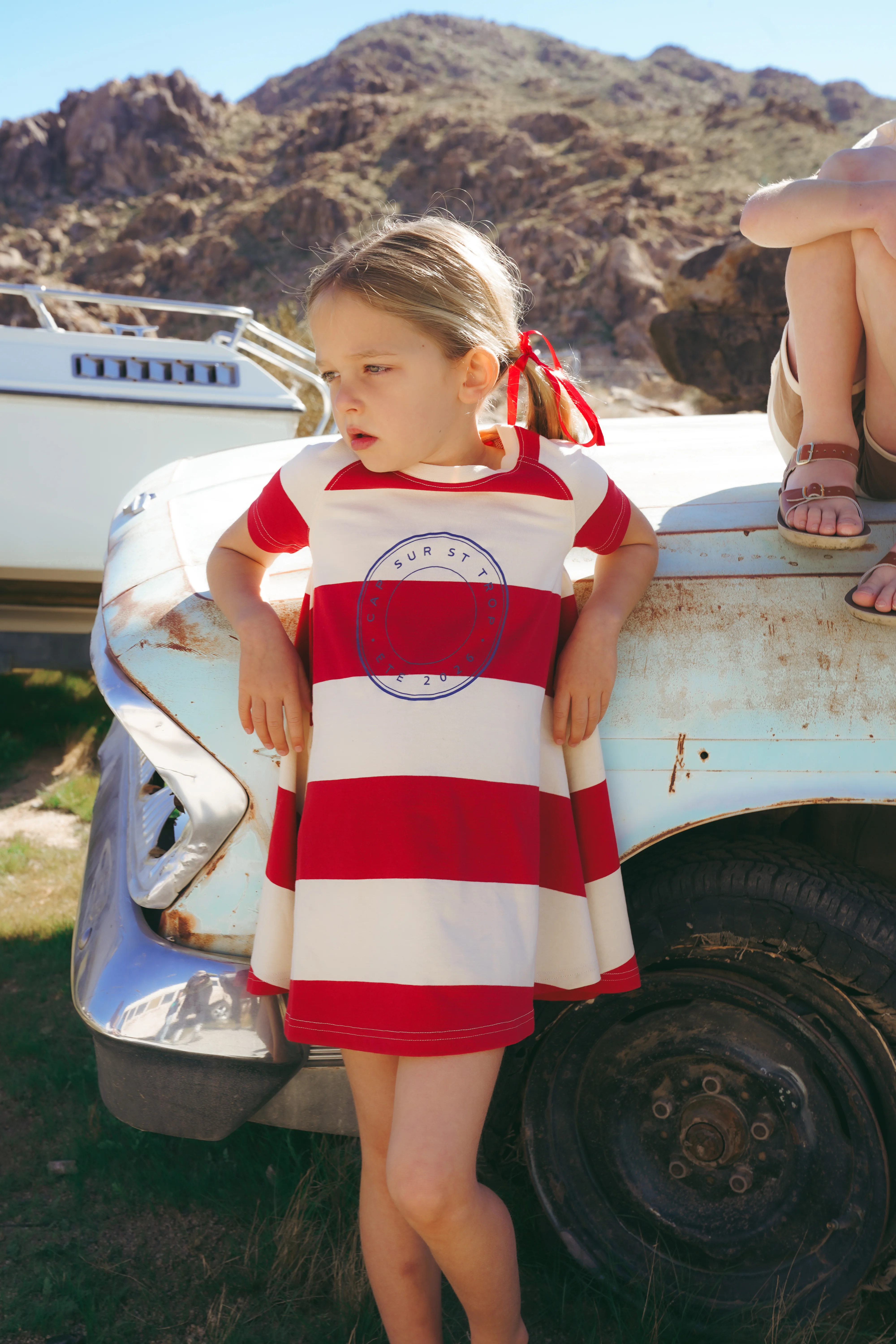 COCO BLANC RED WIDE STRIPE SS DRESS - Image 2