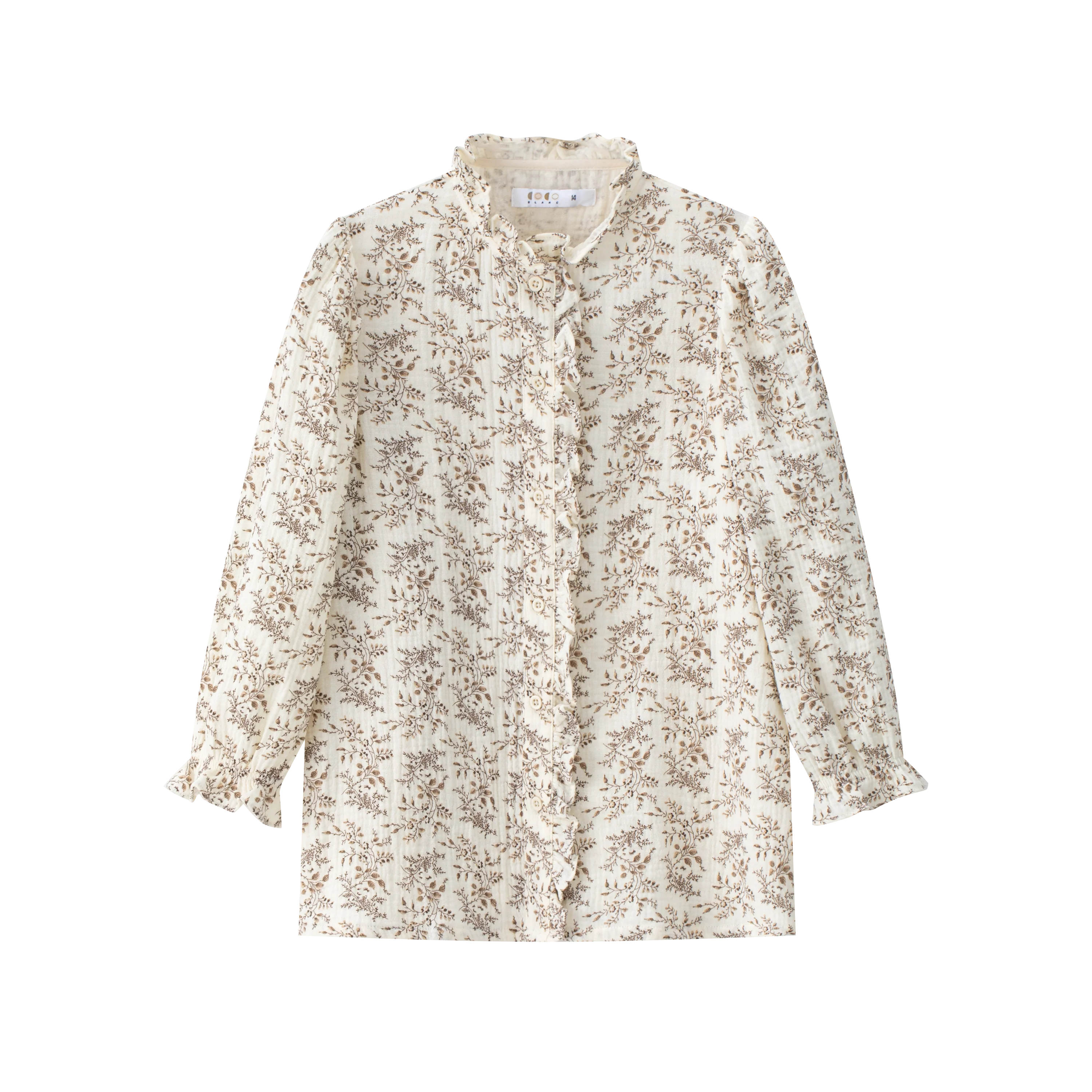 COCO BLANC TAN FLORAL BLOUSE